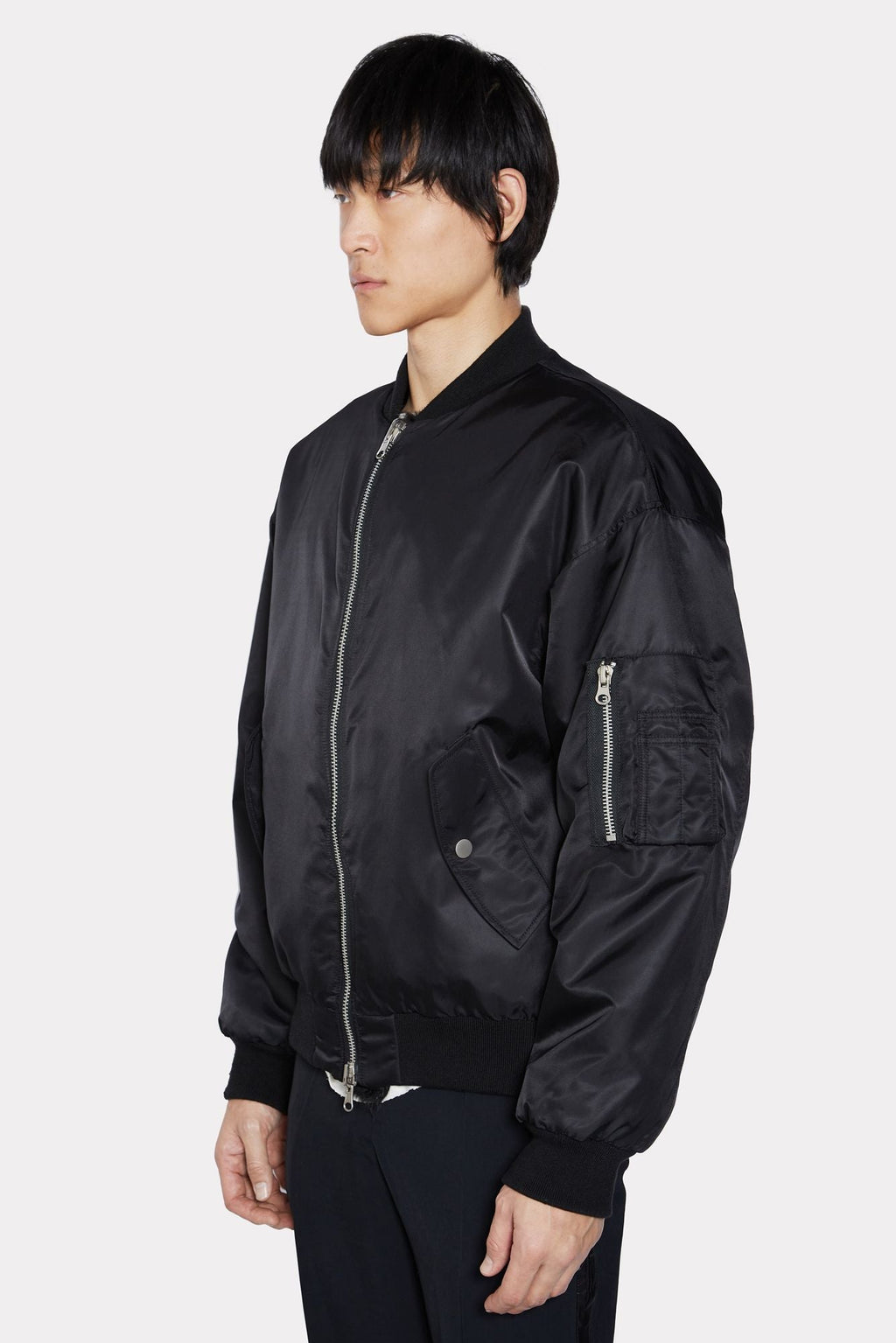 BLACK UNISEX REVERSIBLE MINK FUR BOMBER W/ LOGO