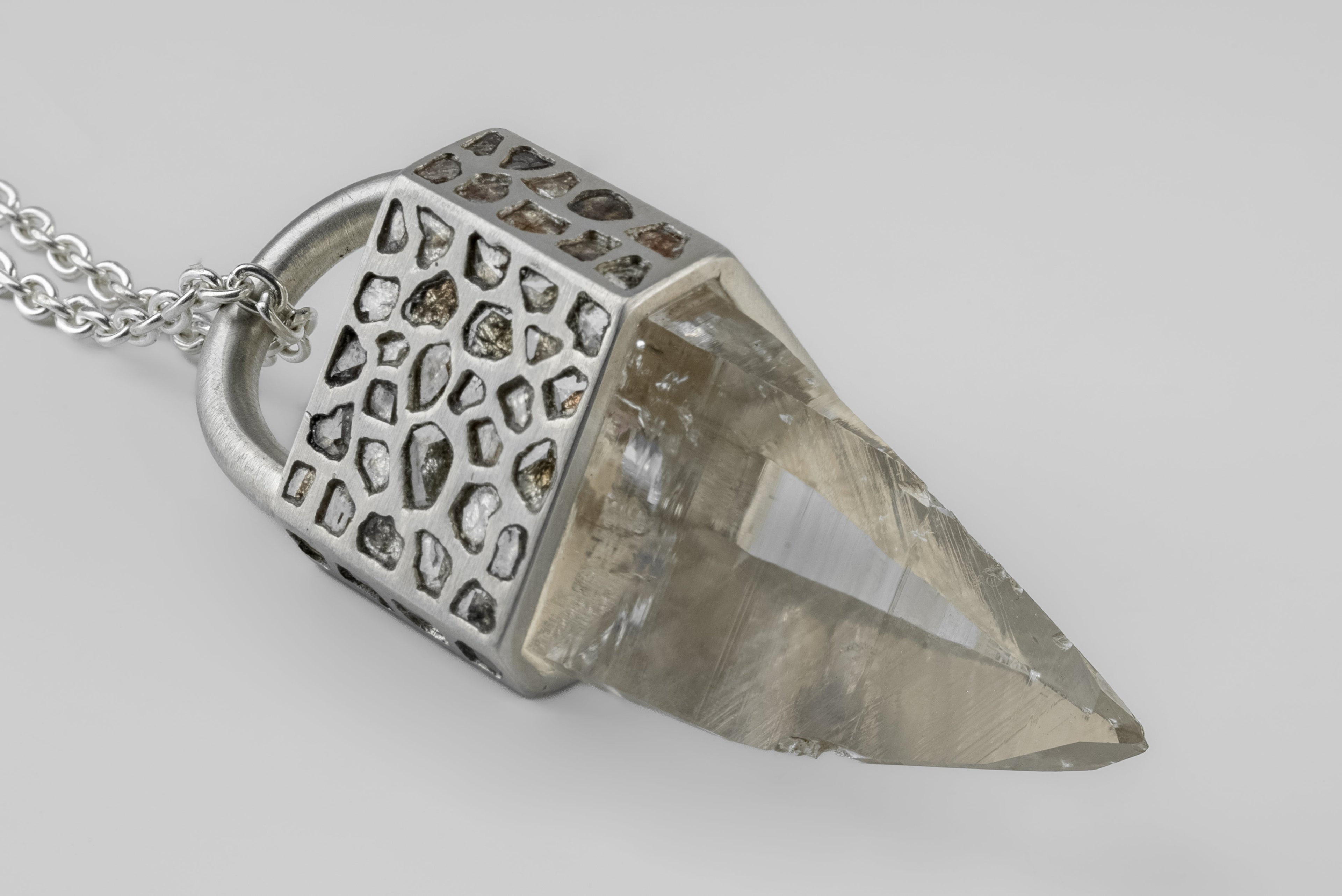 Talisman Necklace (Mega Pavé, Lemurian Quartz, MA+DIA+LEM)