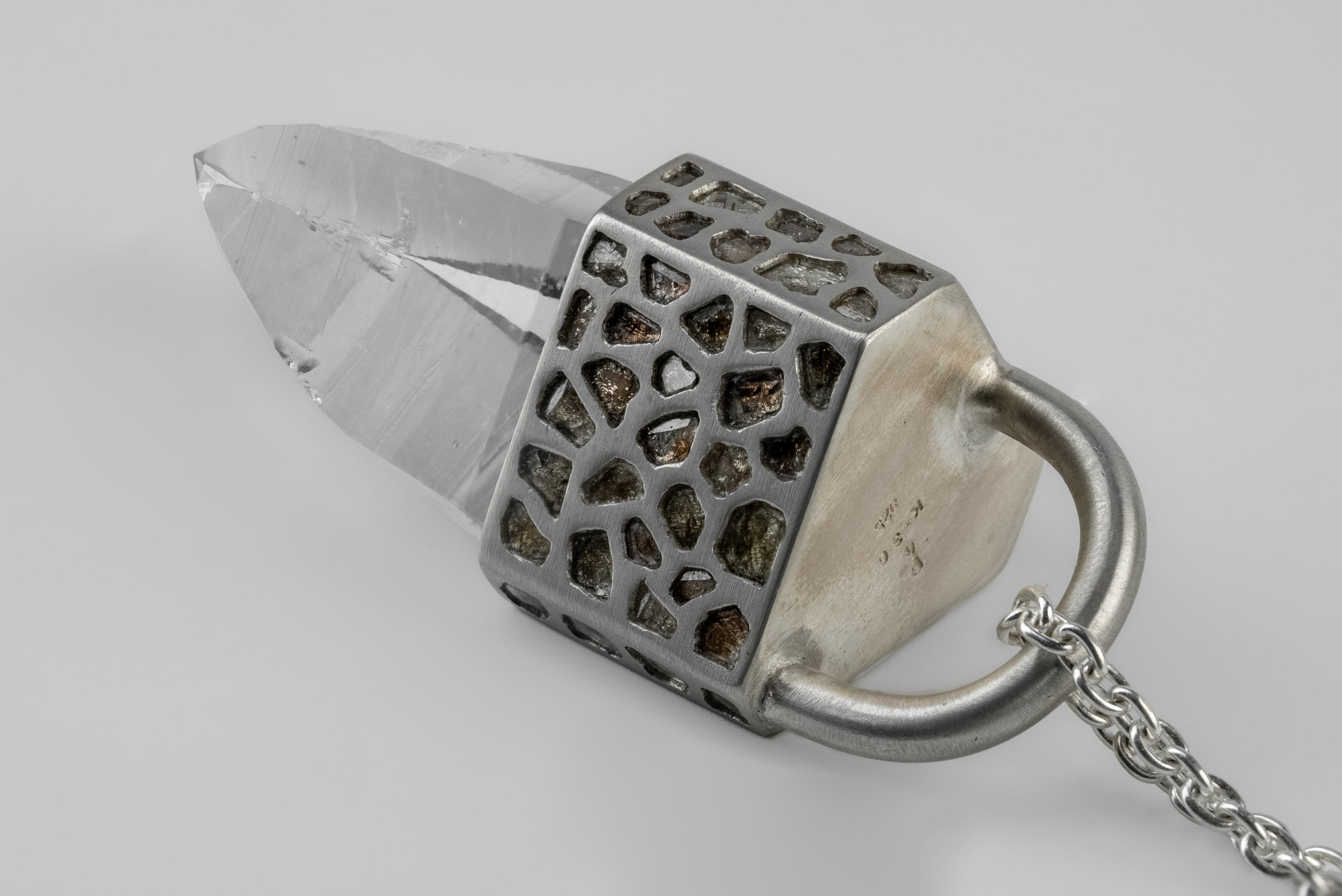 Talisman Necklace (Mega Pavé, Lemurian Quartz, MA+DIA+LEM)