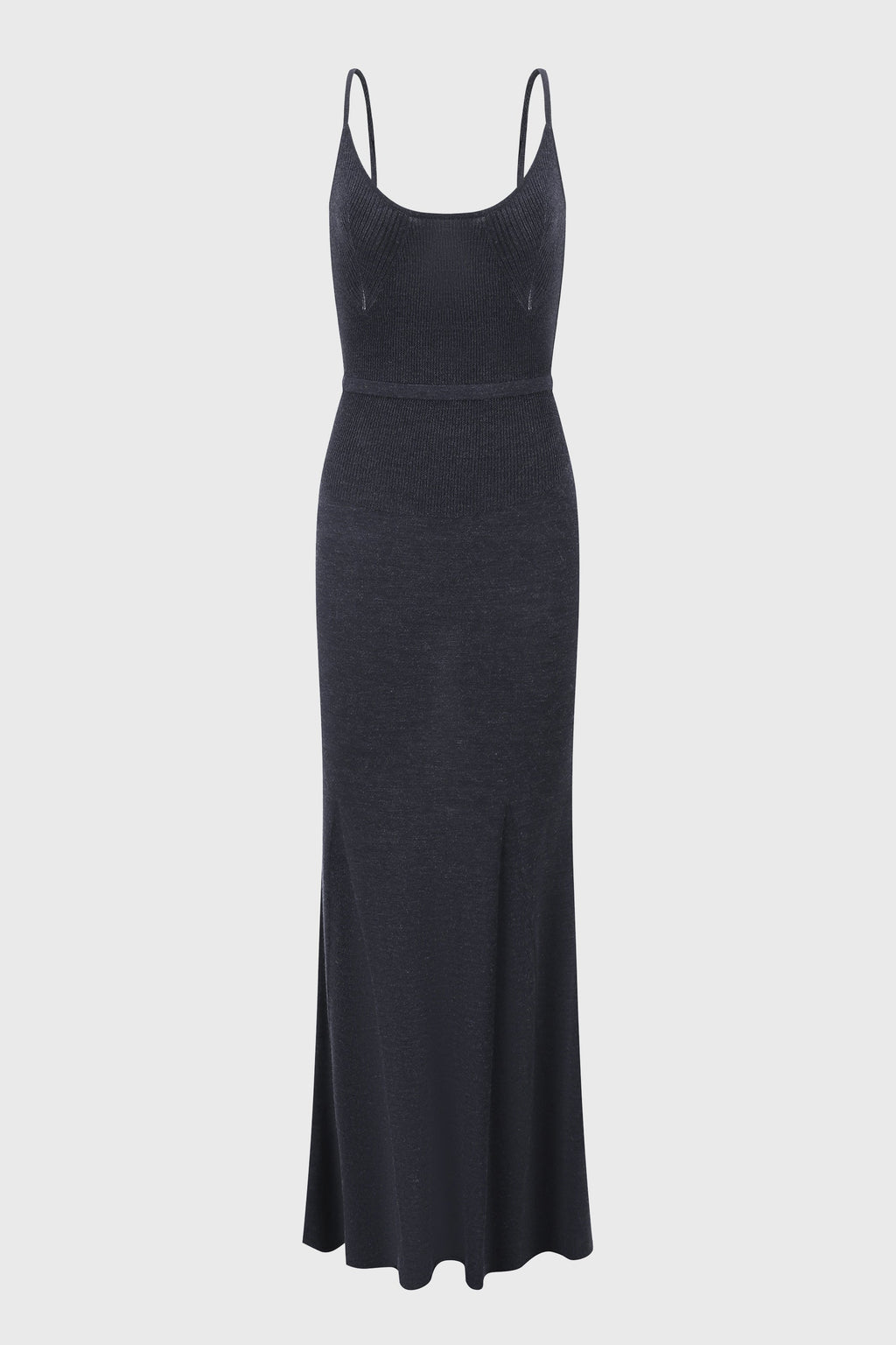 WOOL KNITTED FISHTAIL DRESS DARK BLUE