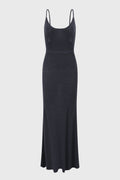 WOOL KNITTED FISHTAIL DRESS DARK BLUE