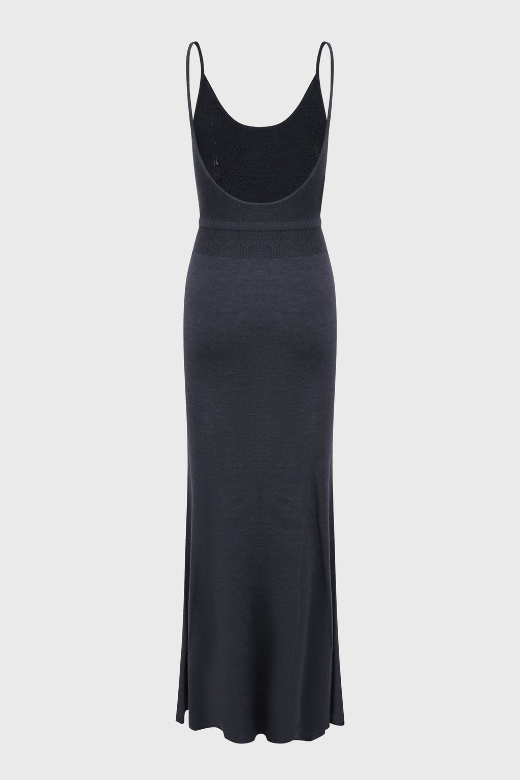 WOOL KNITTED FISHTAIL DRESS DARK BLUE