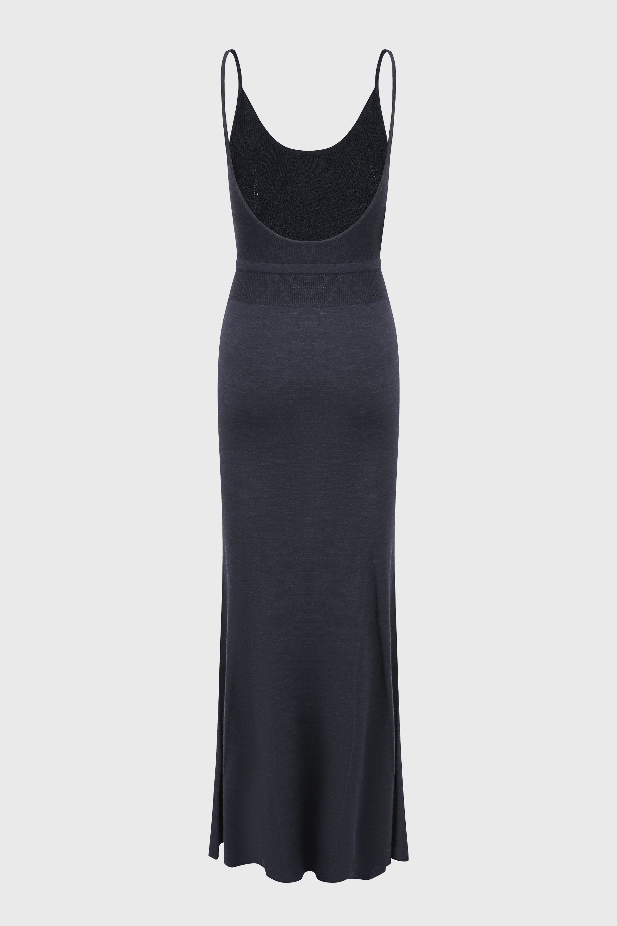 WOOL KNITTED FISHTAIL DRESS DARK BLUE