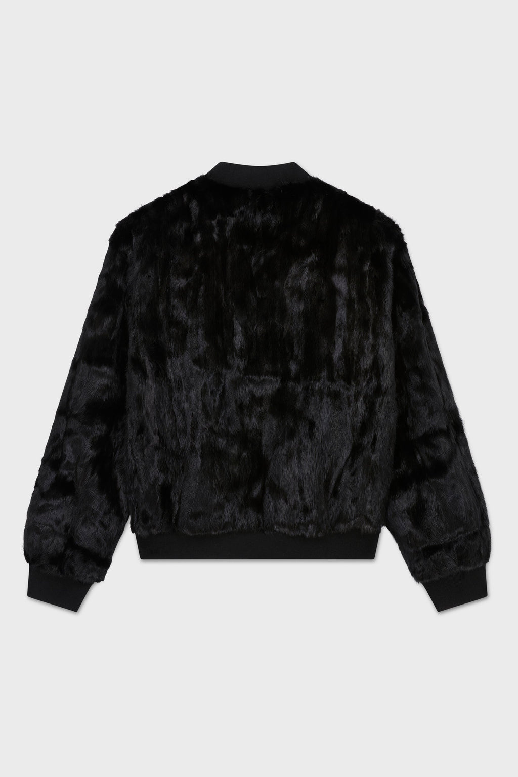 BLACK UNISEX REVERSIBLE MINK FUR BOMBER W/ LOGO 2023