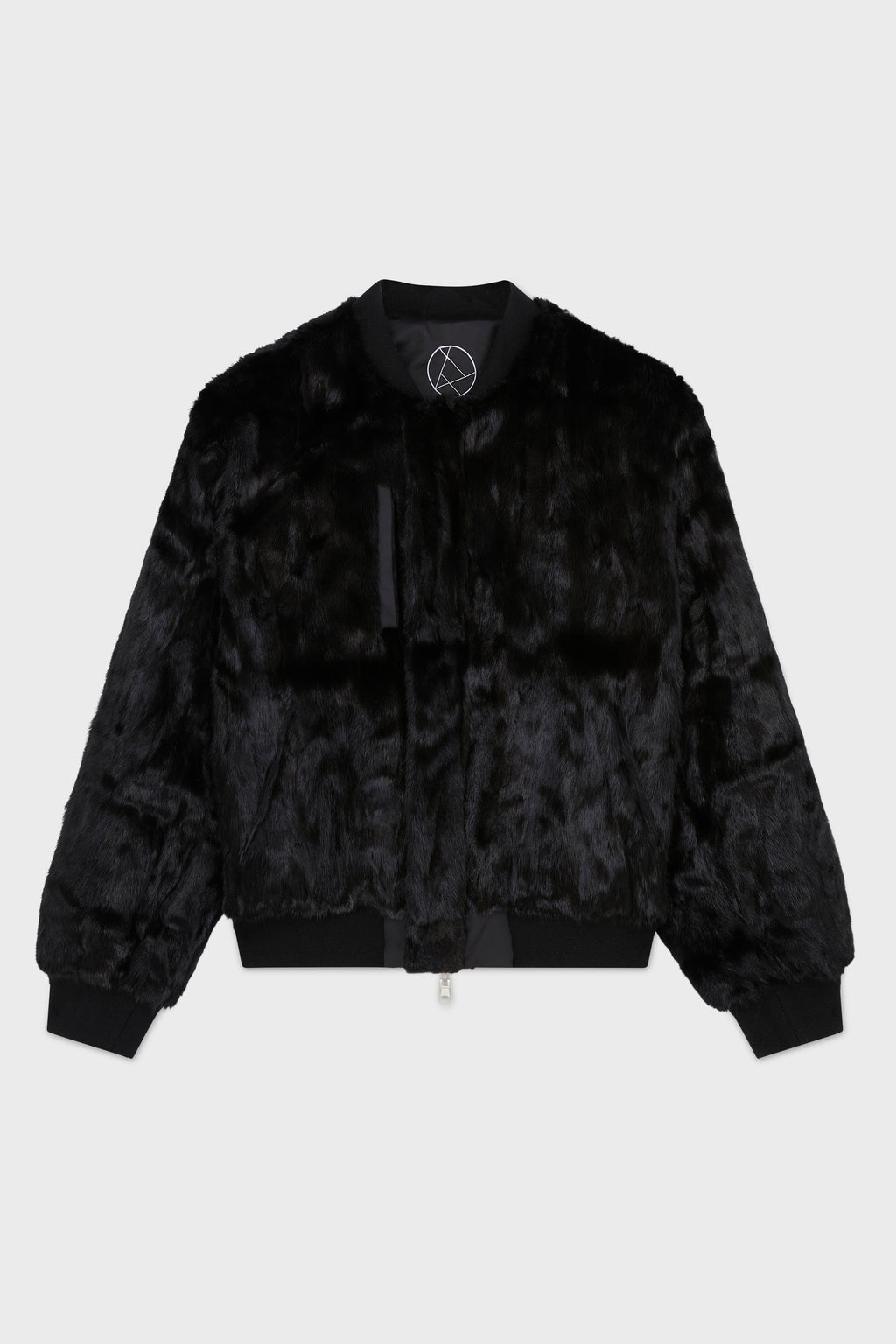 BLACK UNISEX REVERSIBLE MINK FUR BOMBER W/ LOGO 2023