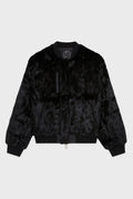 BLACK UNISEX REVERSIBLE MINK FUR BOMBER W/ LOGO 2023