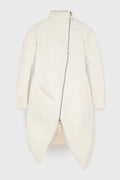 White Distortion Curved Down Coat