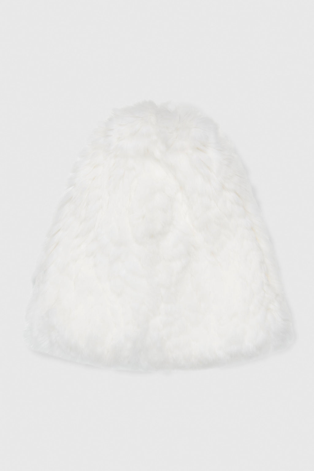 WHITE KNITTED RABBIT FUR BEANIE