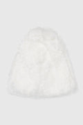 WHITE KNITTED RABBIT FUR BEANIE
