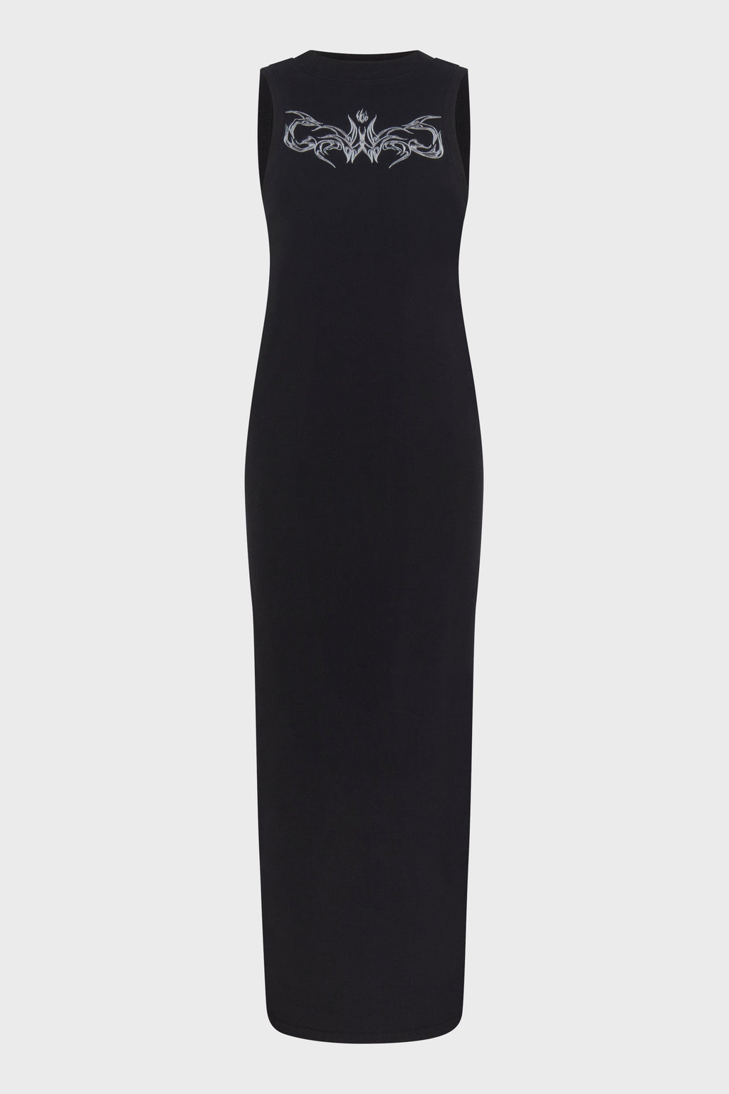 BLACK PRINTED KNIT DRESS