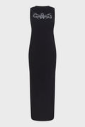 BLACK PRINTED KNIT DRESS
