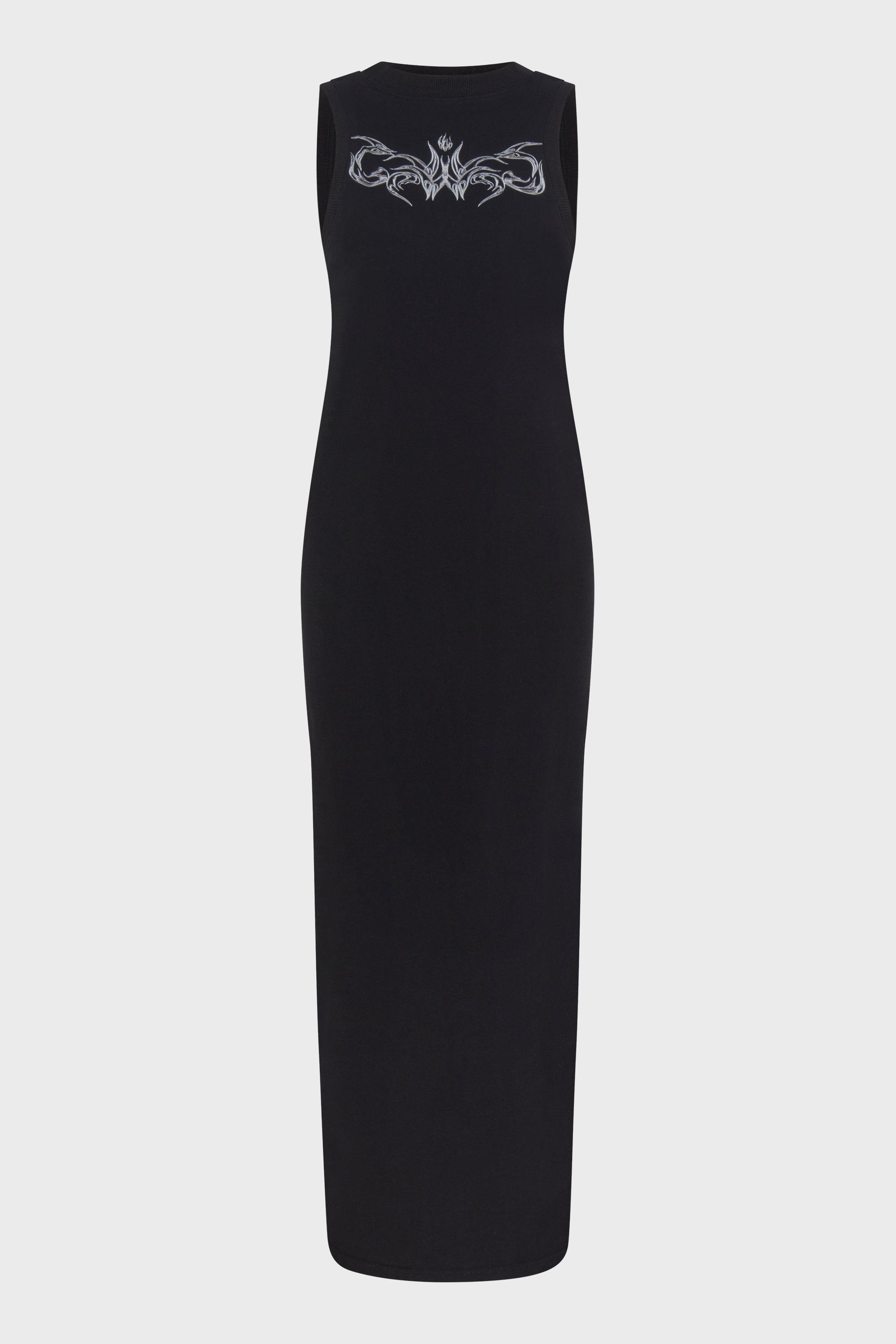 BLACK PRINTED KNIT DRESS