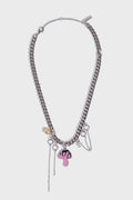 PINK MELTED MUSHROOM DROPPING NECKLACE