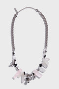 PINK CRYSTALS MUSHROOM COMBI NECKLACE