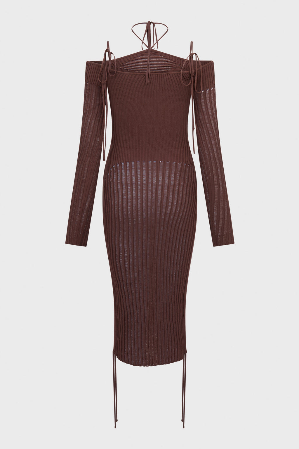 FLOATING RIBS MIDI DRESS WITH STRAPPY