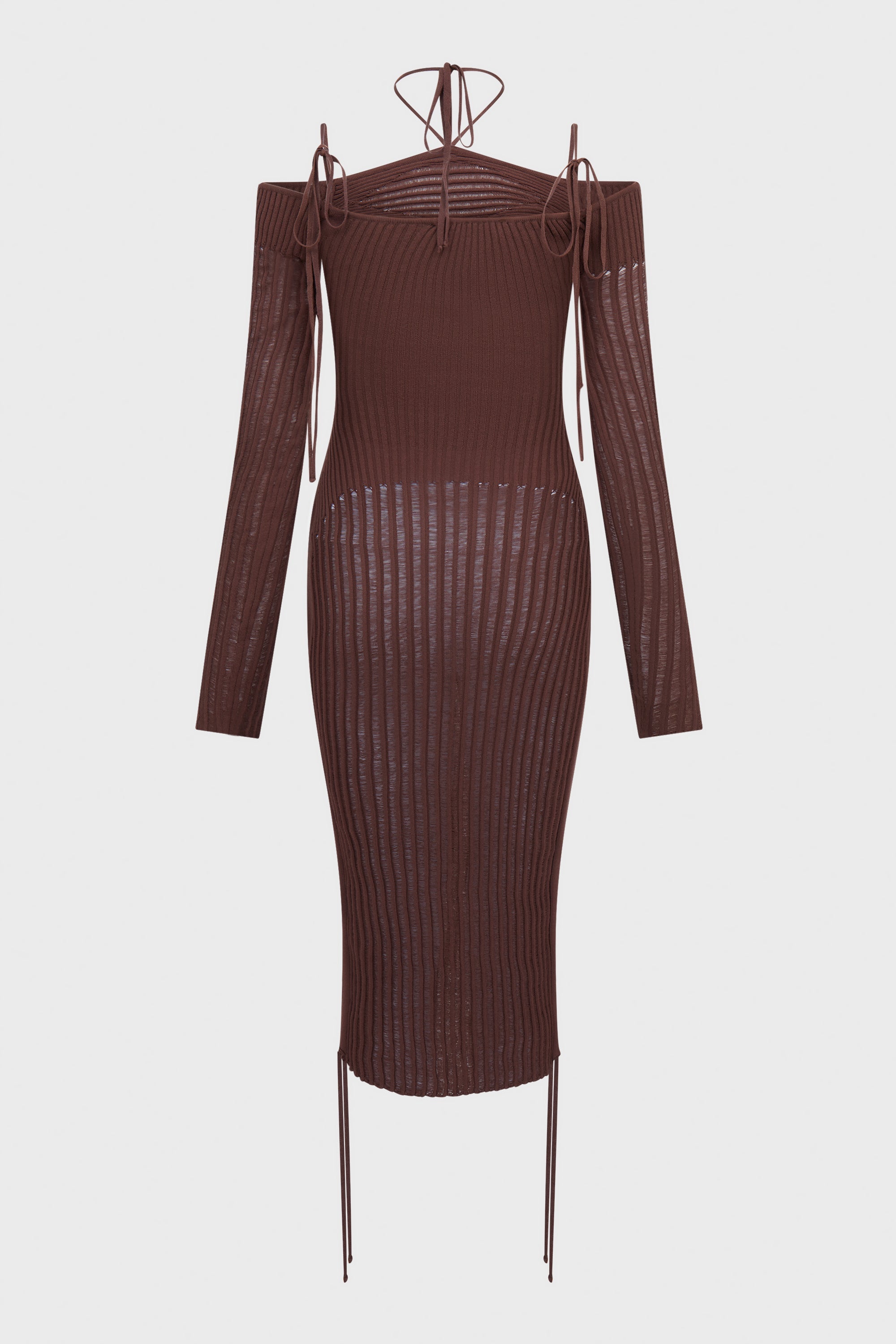 FLOATING RIBS MIDI DRESS WITH STRAPPY