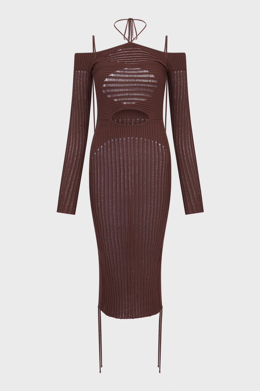 FLOATING RIBS MIDI DRESS WITH STRAPPY