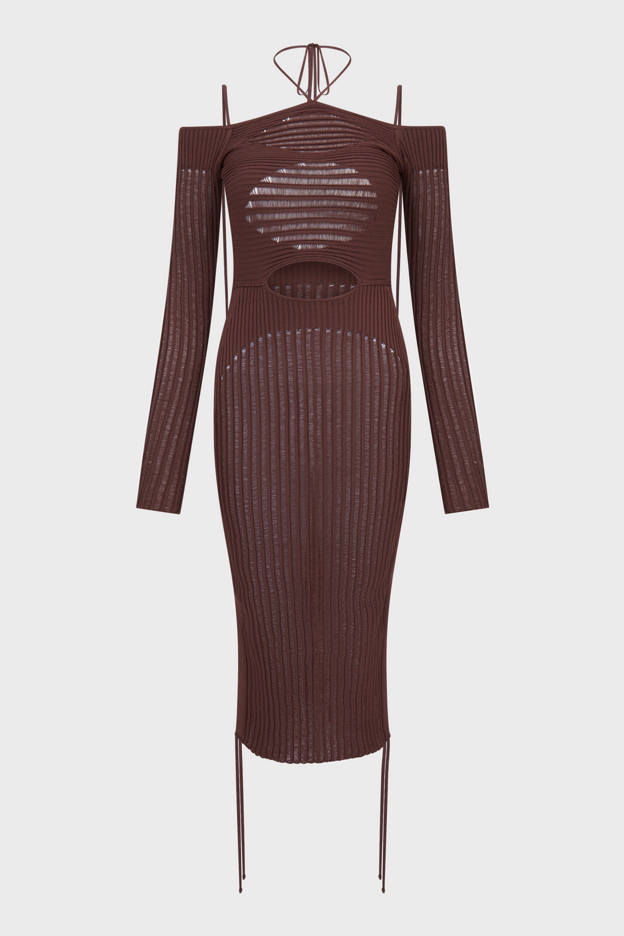 FLOATING RIBS MIDI DRESS WITH STRAPPY