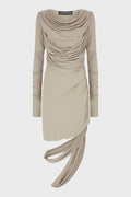 DRAPED JERSEY CUT-OUT MINI DRESS ARGILLA