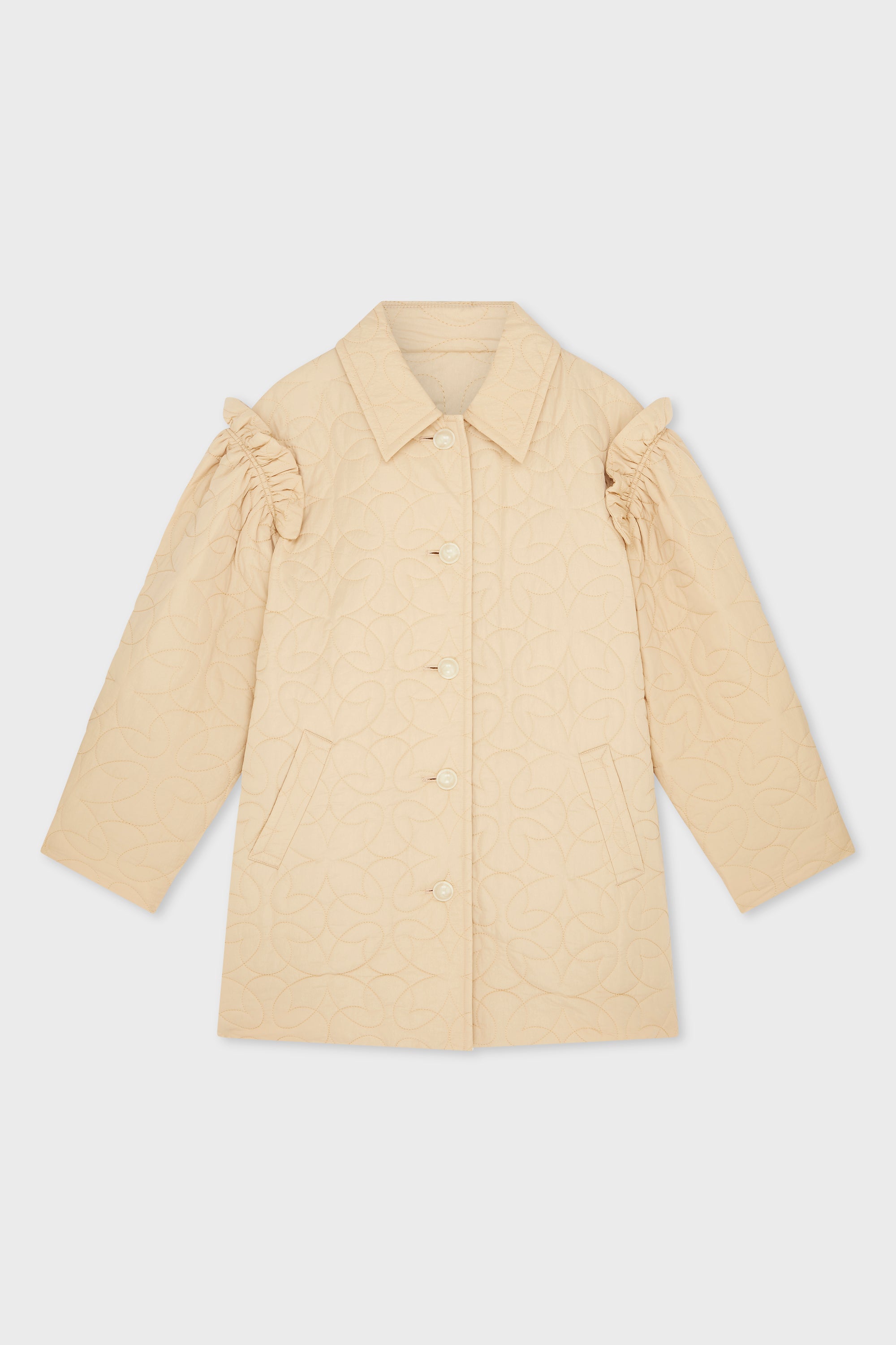 Lab Coat Ruffle MINJUKIM - RUFFLE DETAIL QUILTING HALF COAT – LABSTORE WORLD