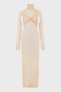 TRANSPARENT KNIT LONG DRESS NUDE