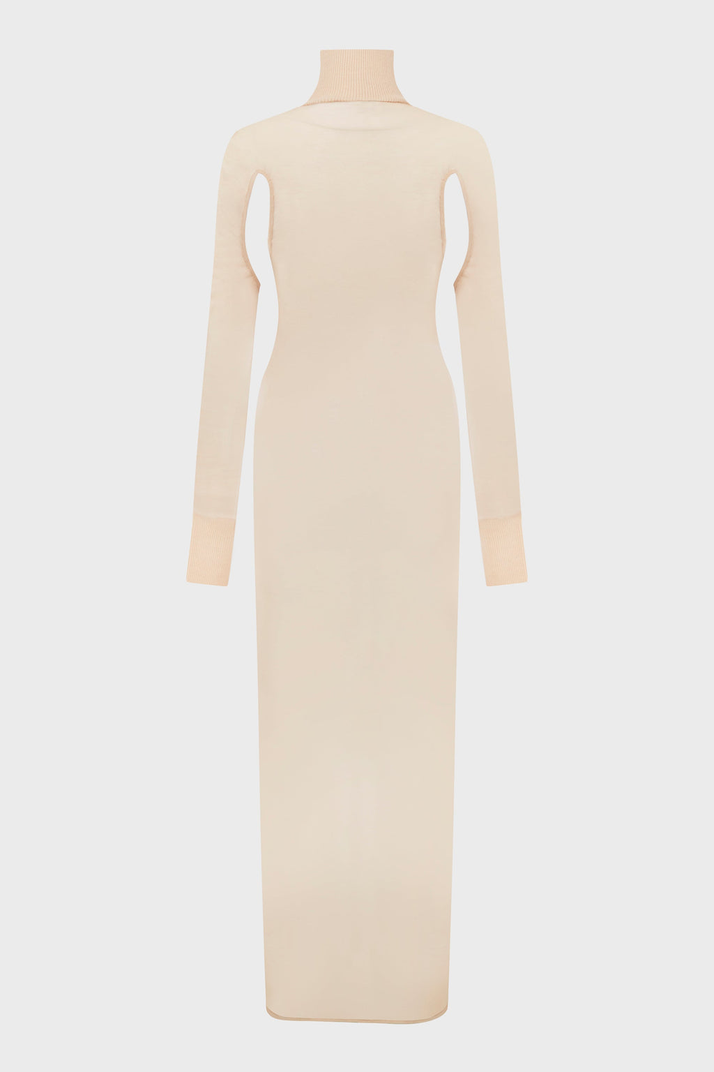 TRANSPARENT KNIT LONG DRESS NUDE