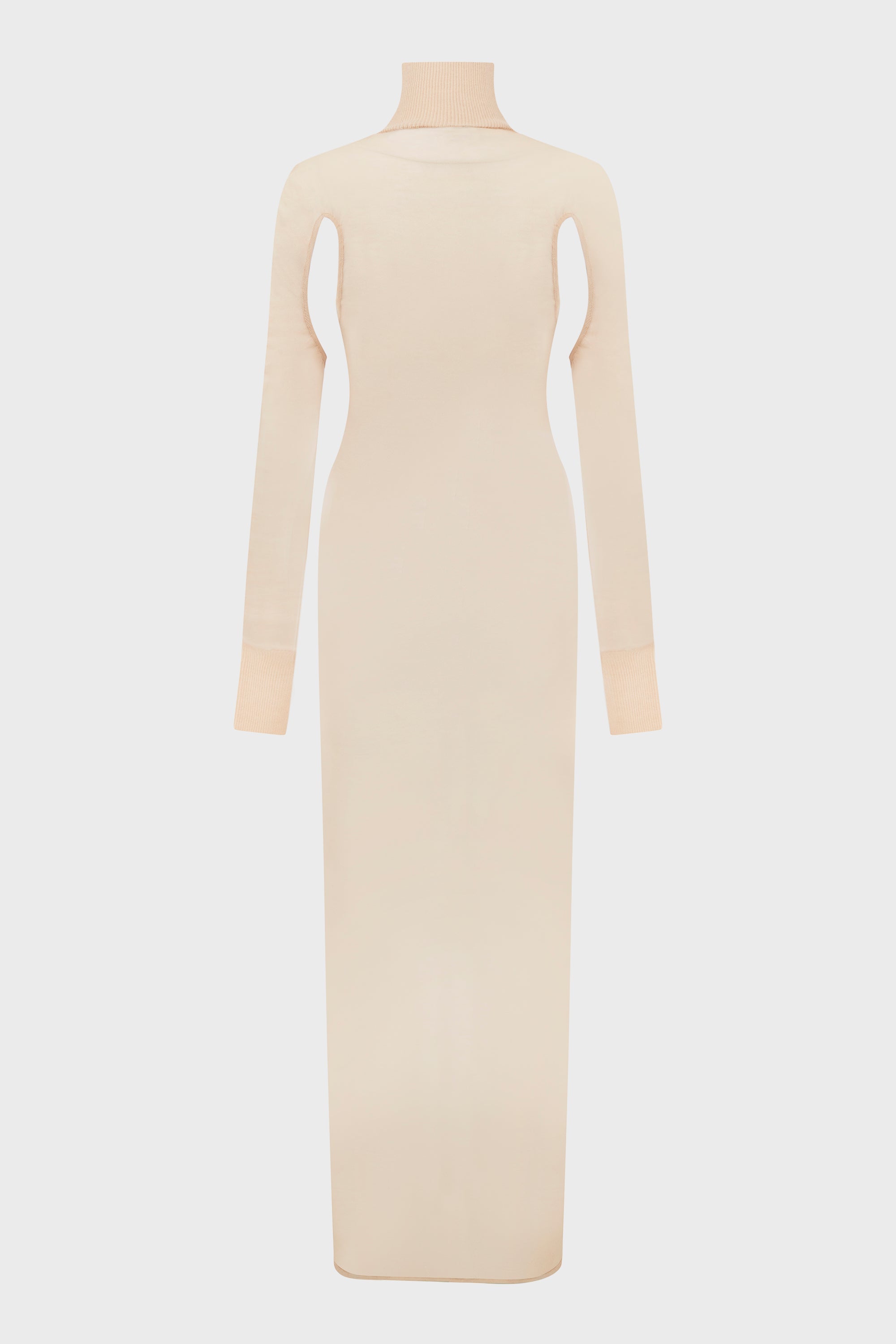 TRANSPARENT KNIT LONG DRESS NUDE