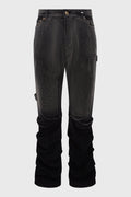 BLACK MENS WASHED WRINKLED CORDUROY PANTS