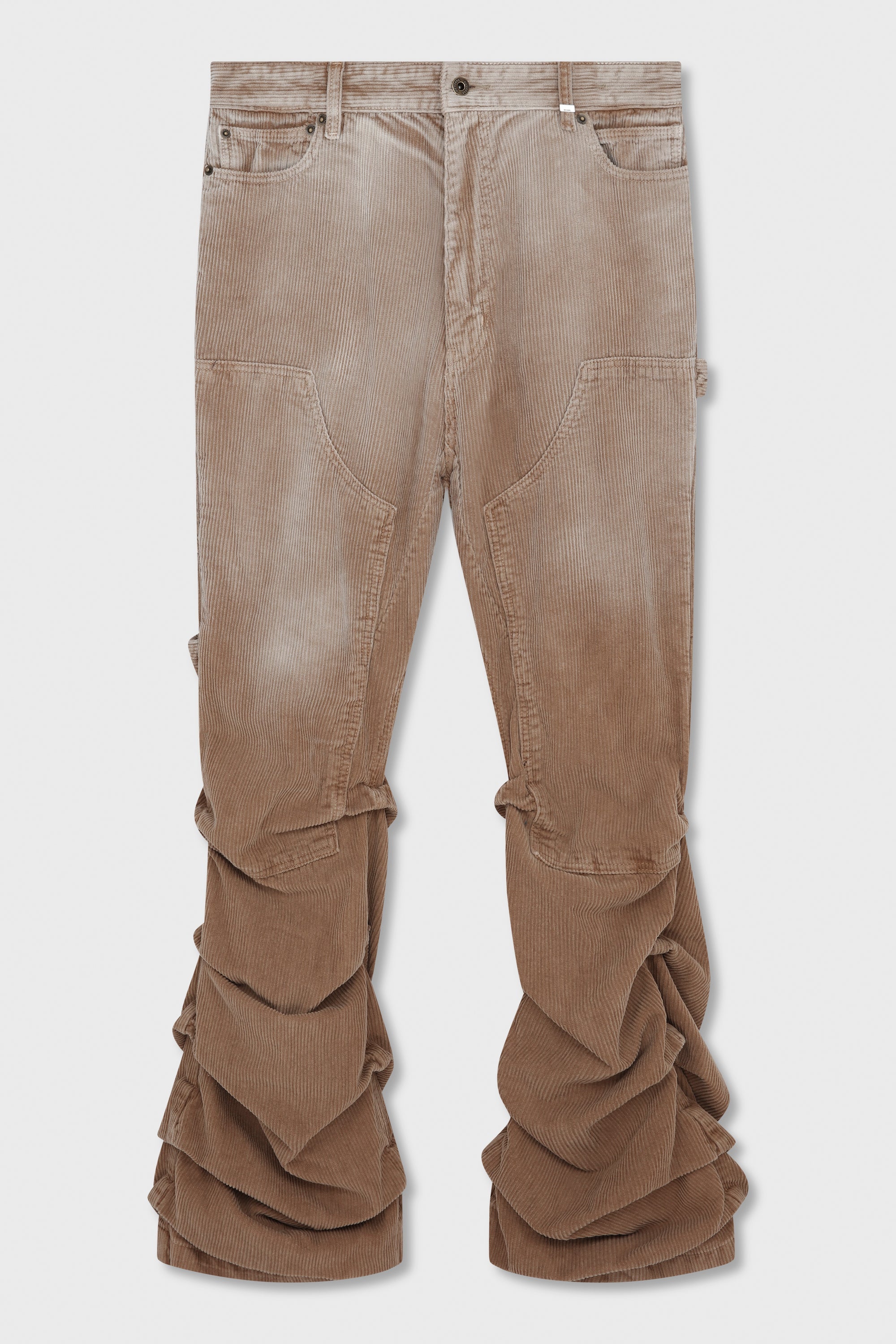 BEIGE MENS WASHED WRINKLED CORDUROY PANTS