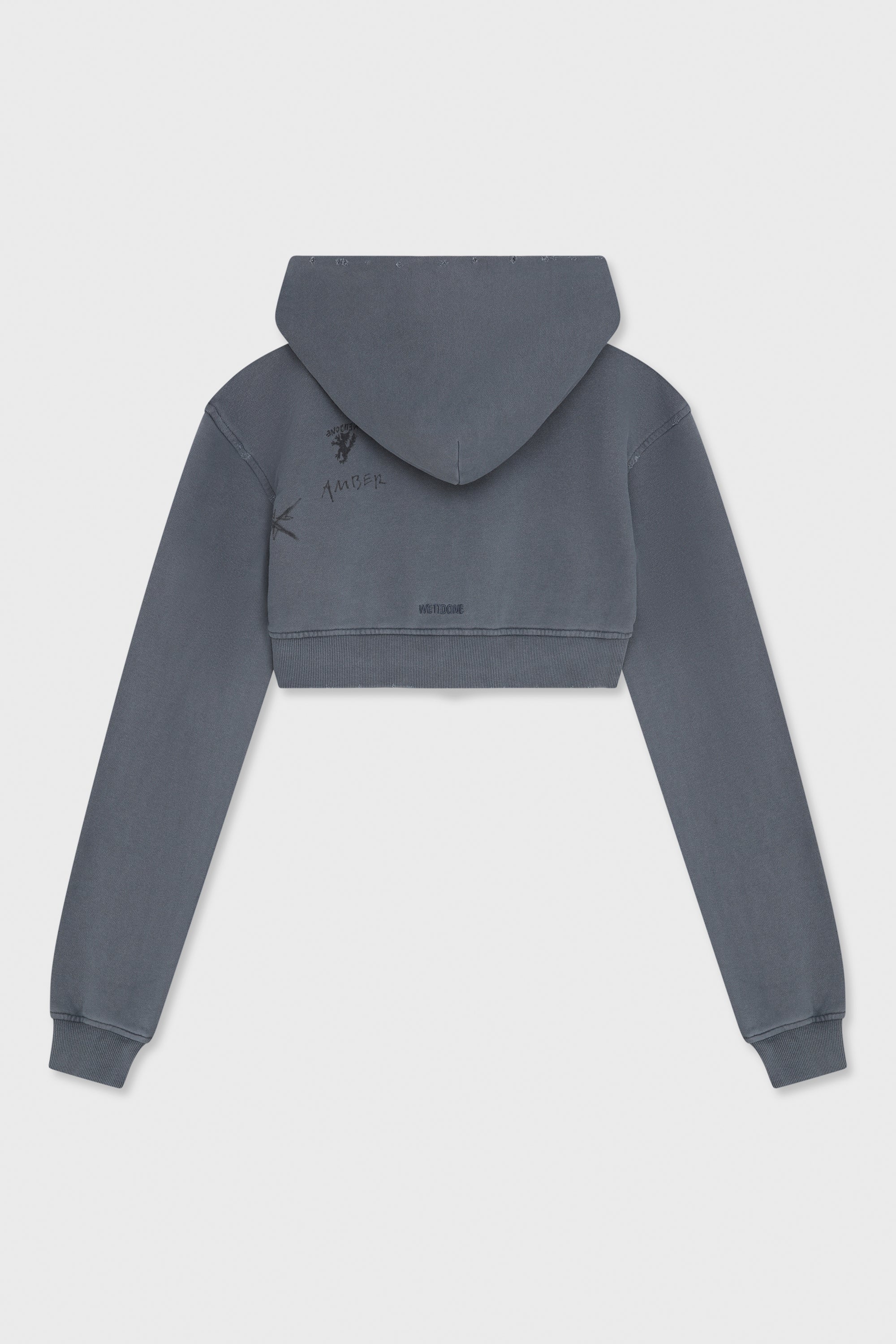 CHARCOAL WOMENS CROPPED HOODIE ZIP-UP