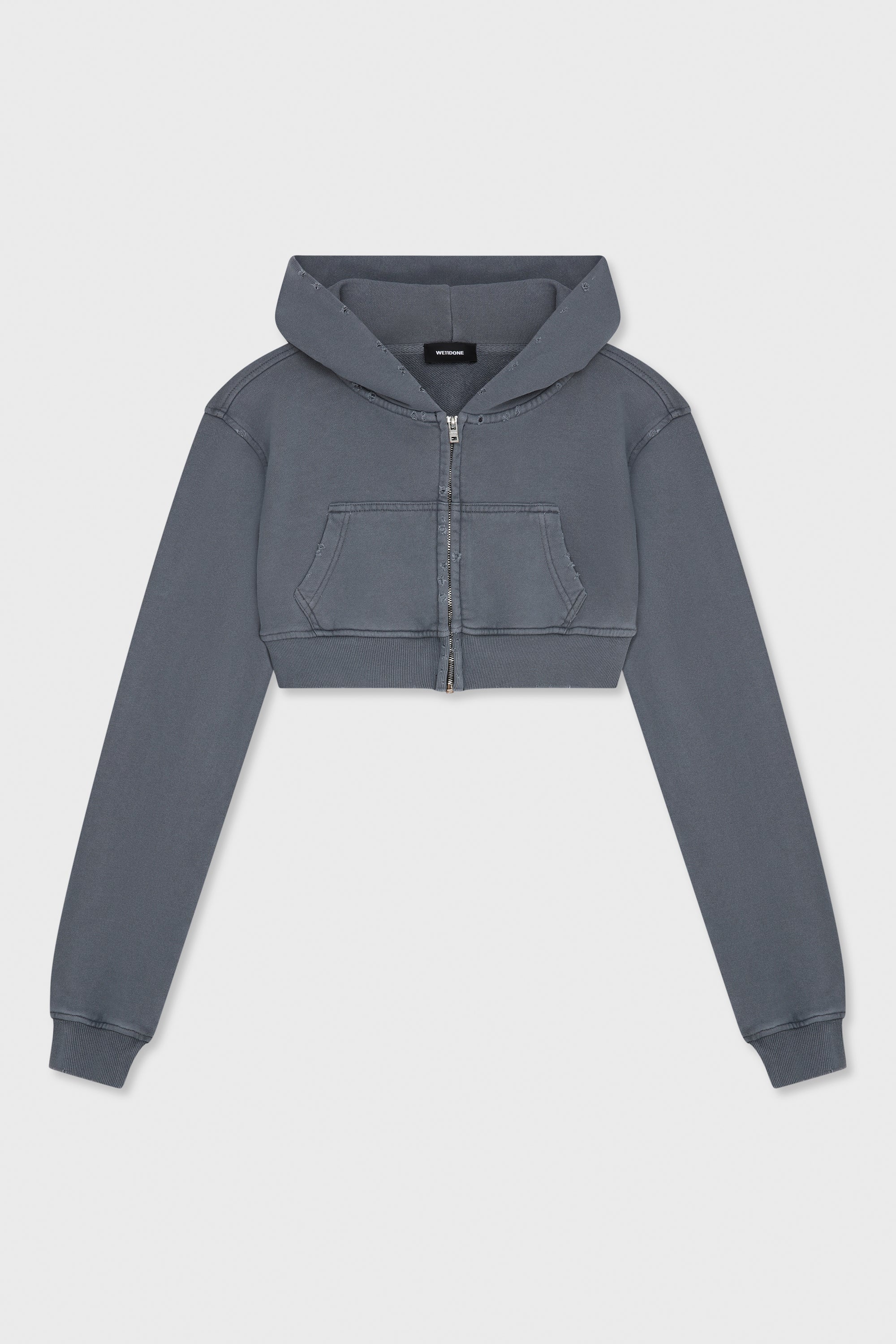 CHARCOAL WOMENS CROPPED HOODIE ZIP-UP