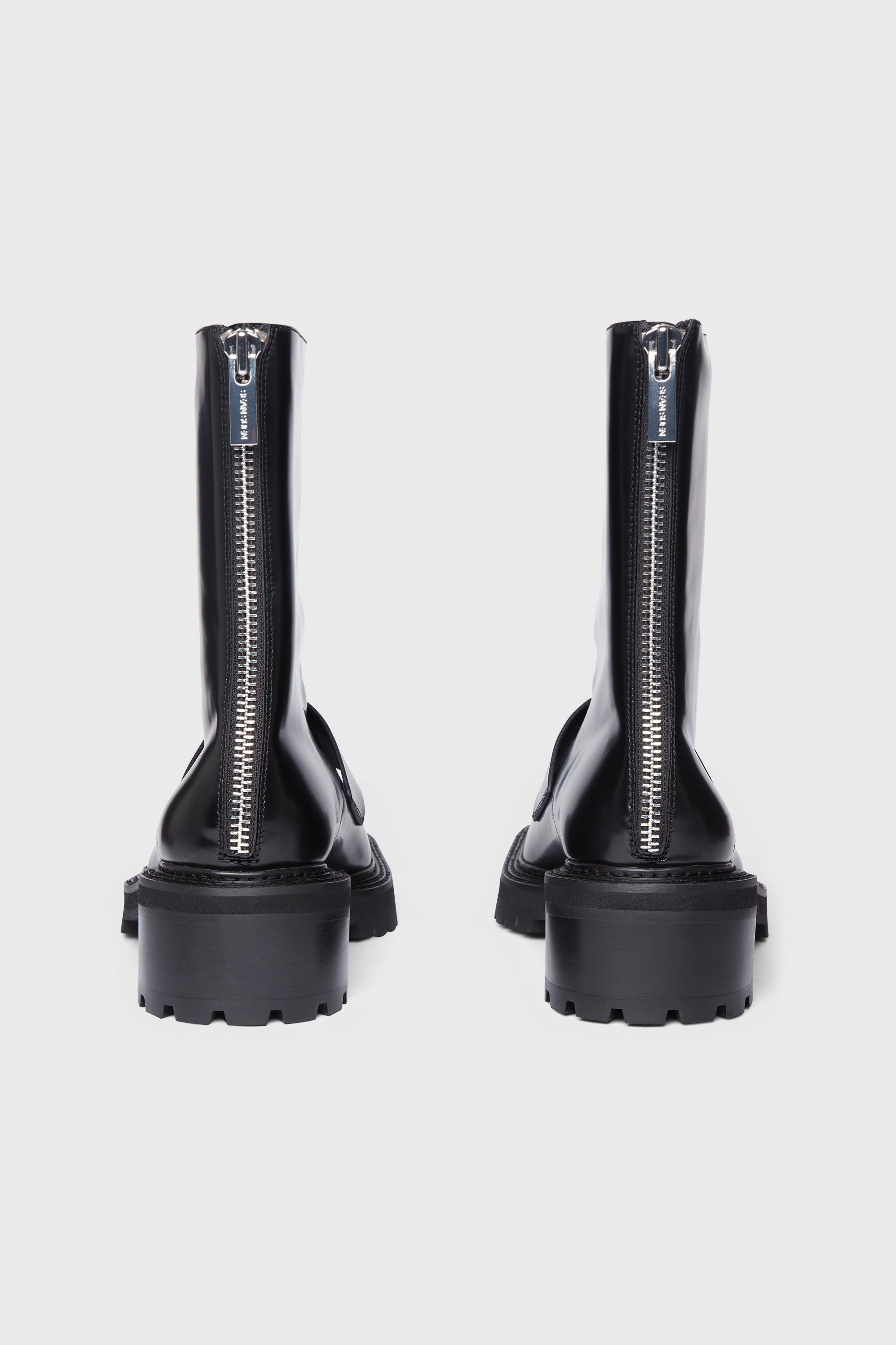 BLACK MID TOP CALFSKIN BOOTS