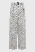 LARGE TROUSERS WITH BOX PLEATS IN FUR JACQUARD