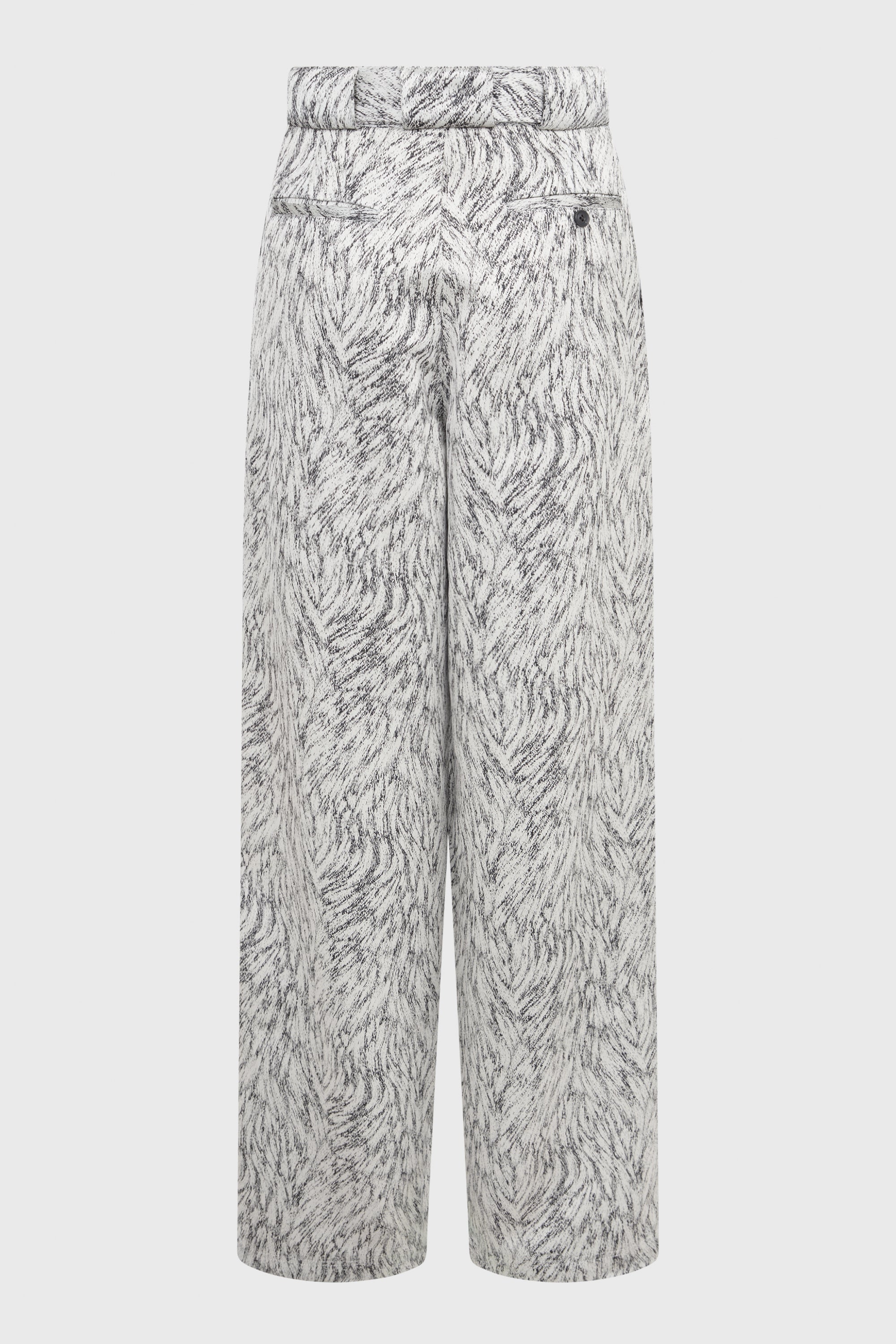 LARGE TROUSERS WITH BOX PLEATS IN FUR JACQUARD