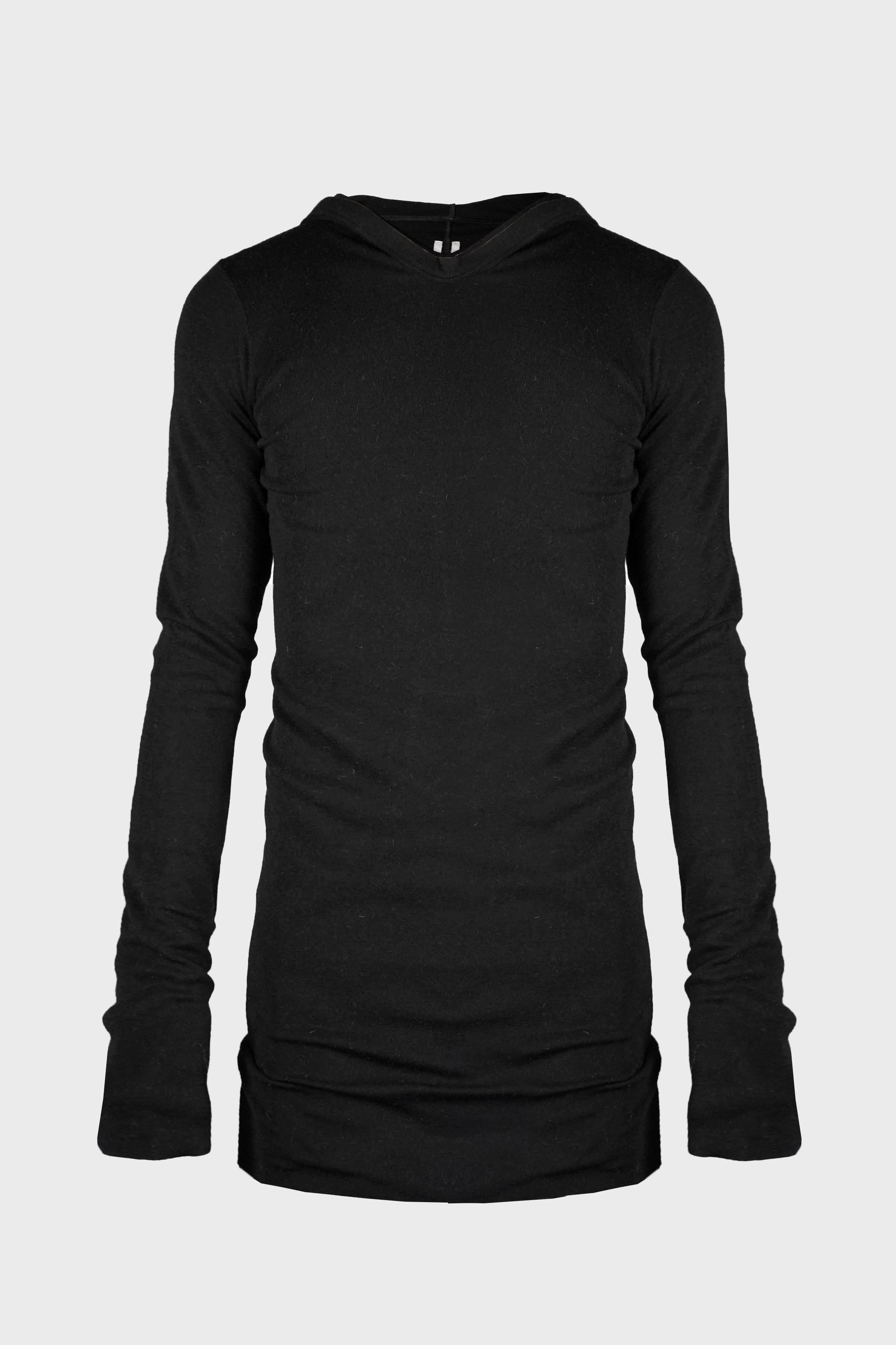 HOODED RIB LS T BLACK