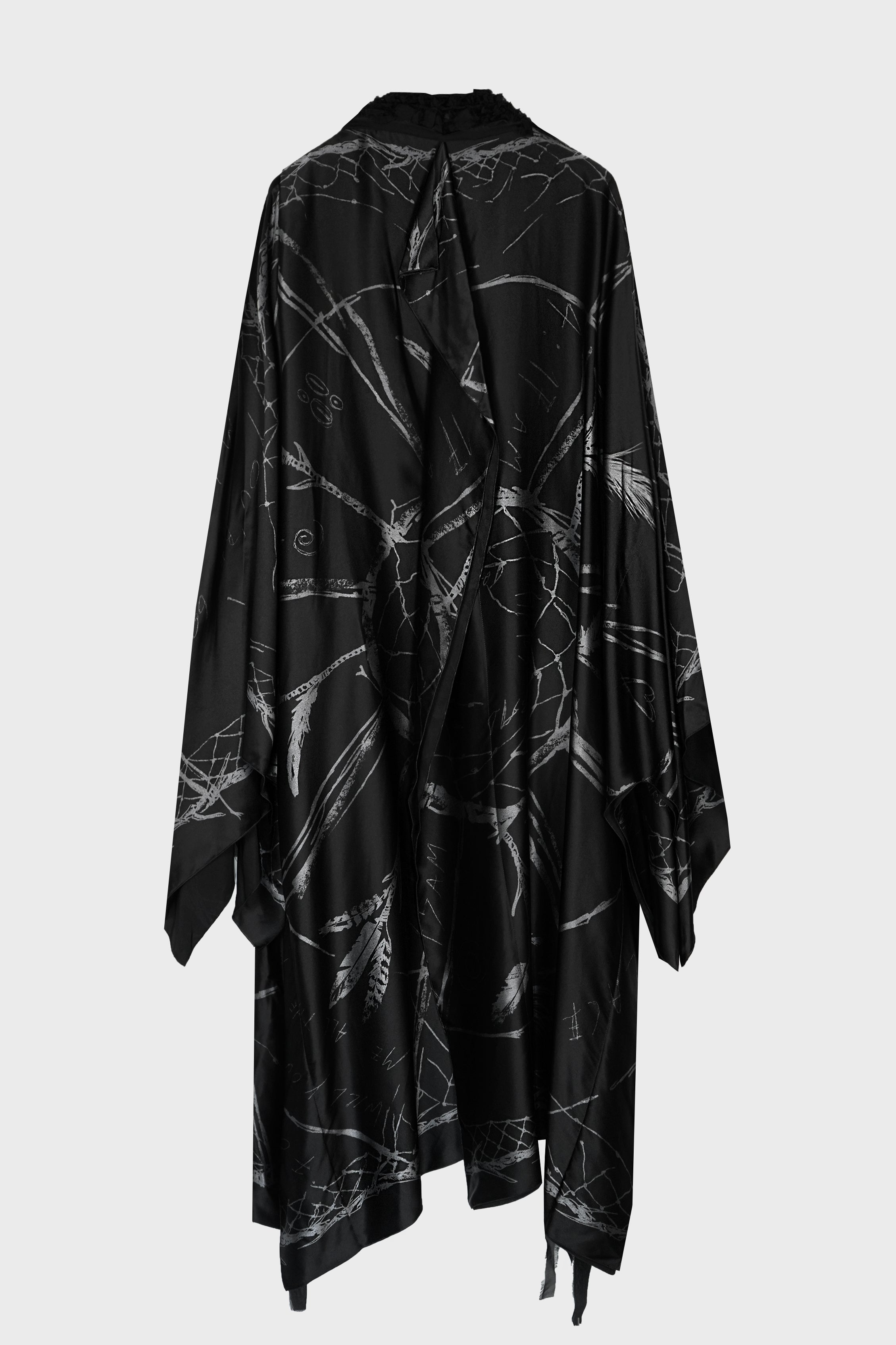 FORA MACRAME' EMBROIDERY ROBE BLACK/GREY