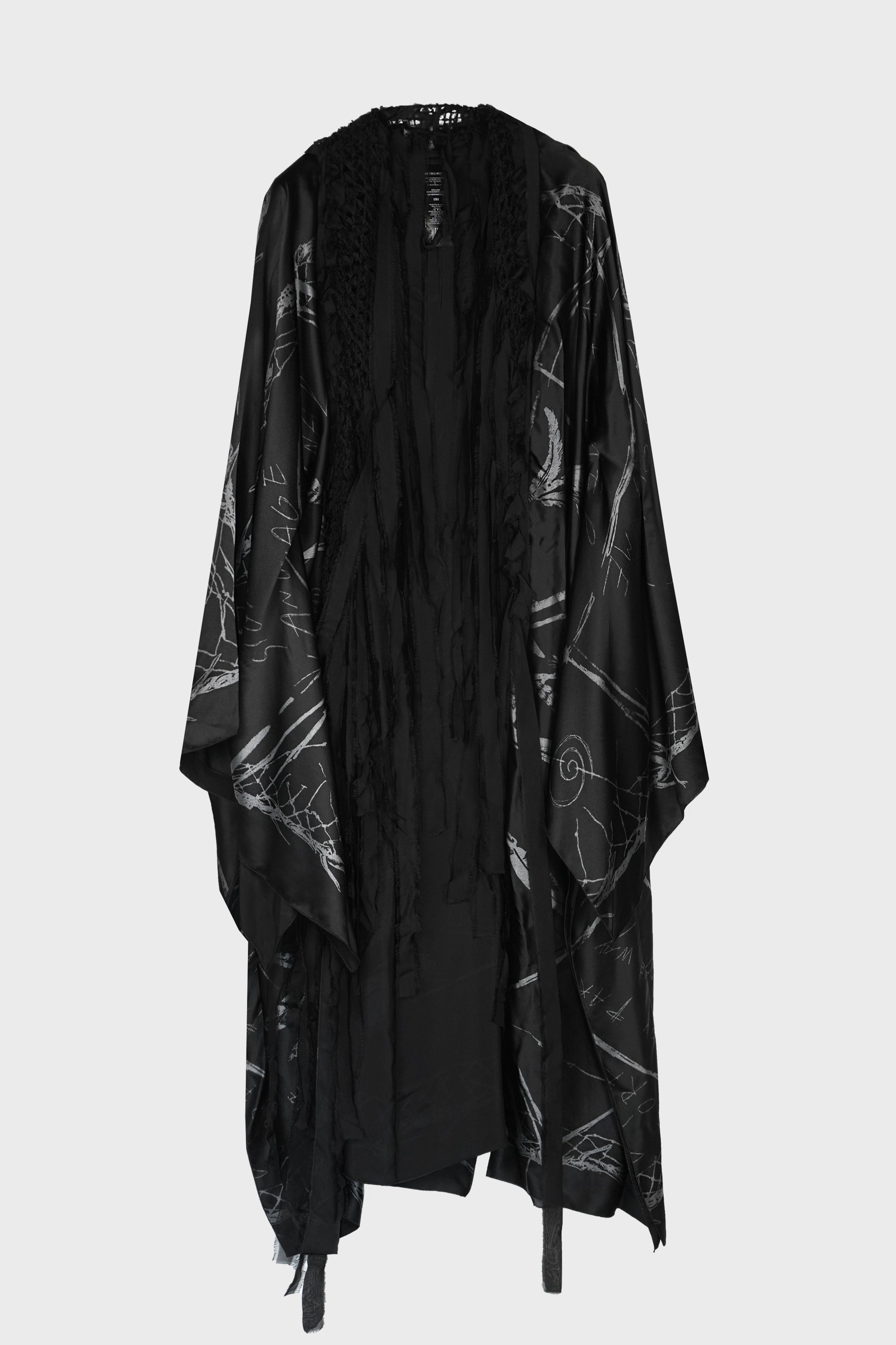 FORA MACRAME' EMBROIDERY ROBE BLACK/GREY