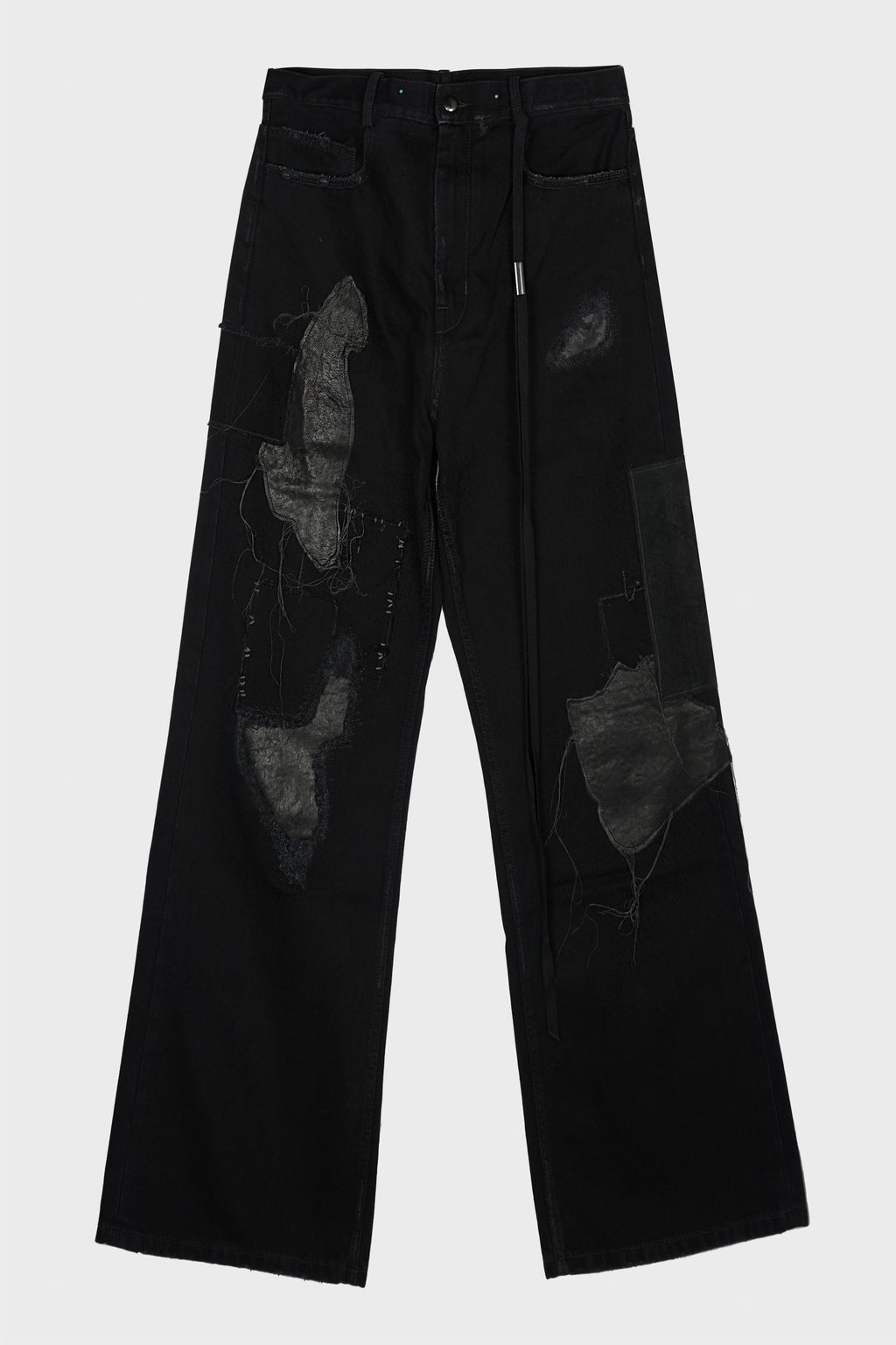 MODEST 5-POCKETS RELAXED FLARED TROUSERS FADED BLACK