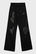 MODEST 5-POCKETS RELAXED FLARED TROUSERS FADED BLACK