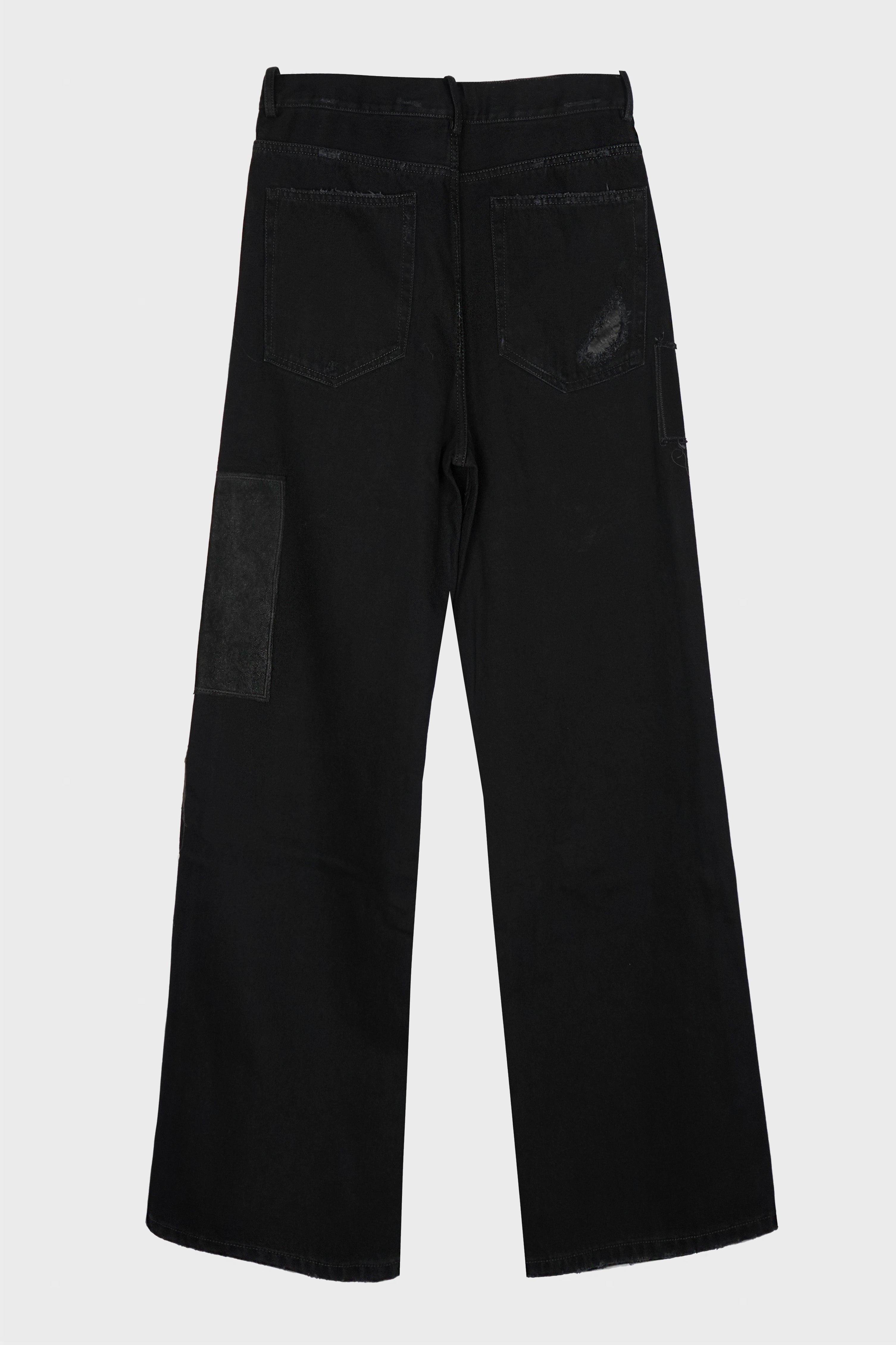 MODEST 5-POCKETS RELAXED FLARED TROUSERS FADED BLACK