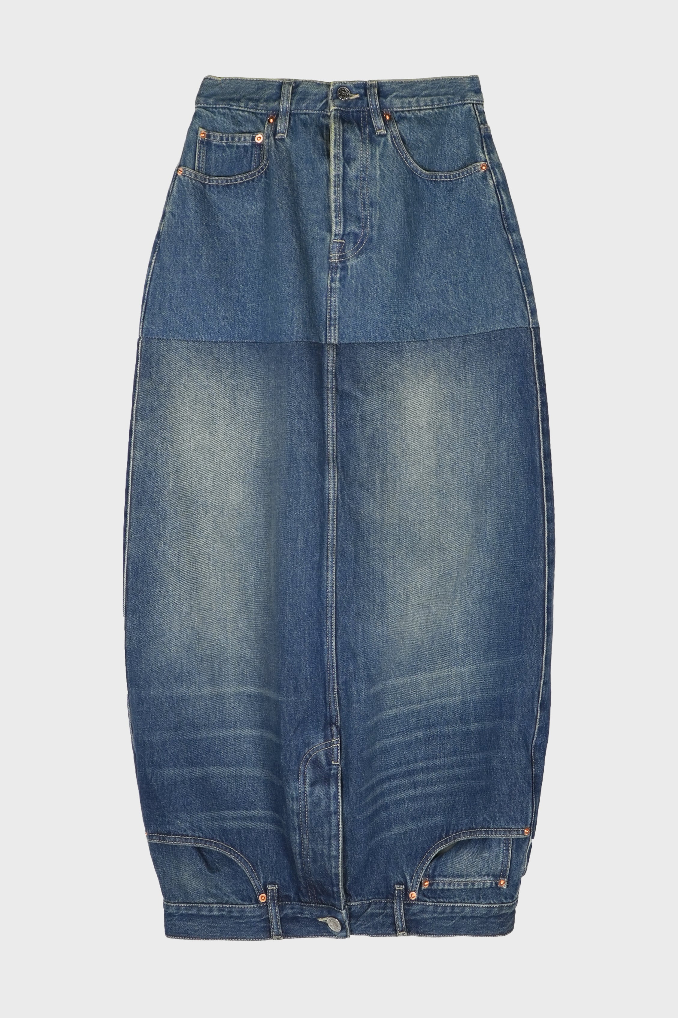 DOUBLE DENIM MIDI SKIRT