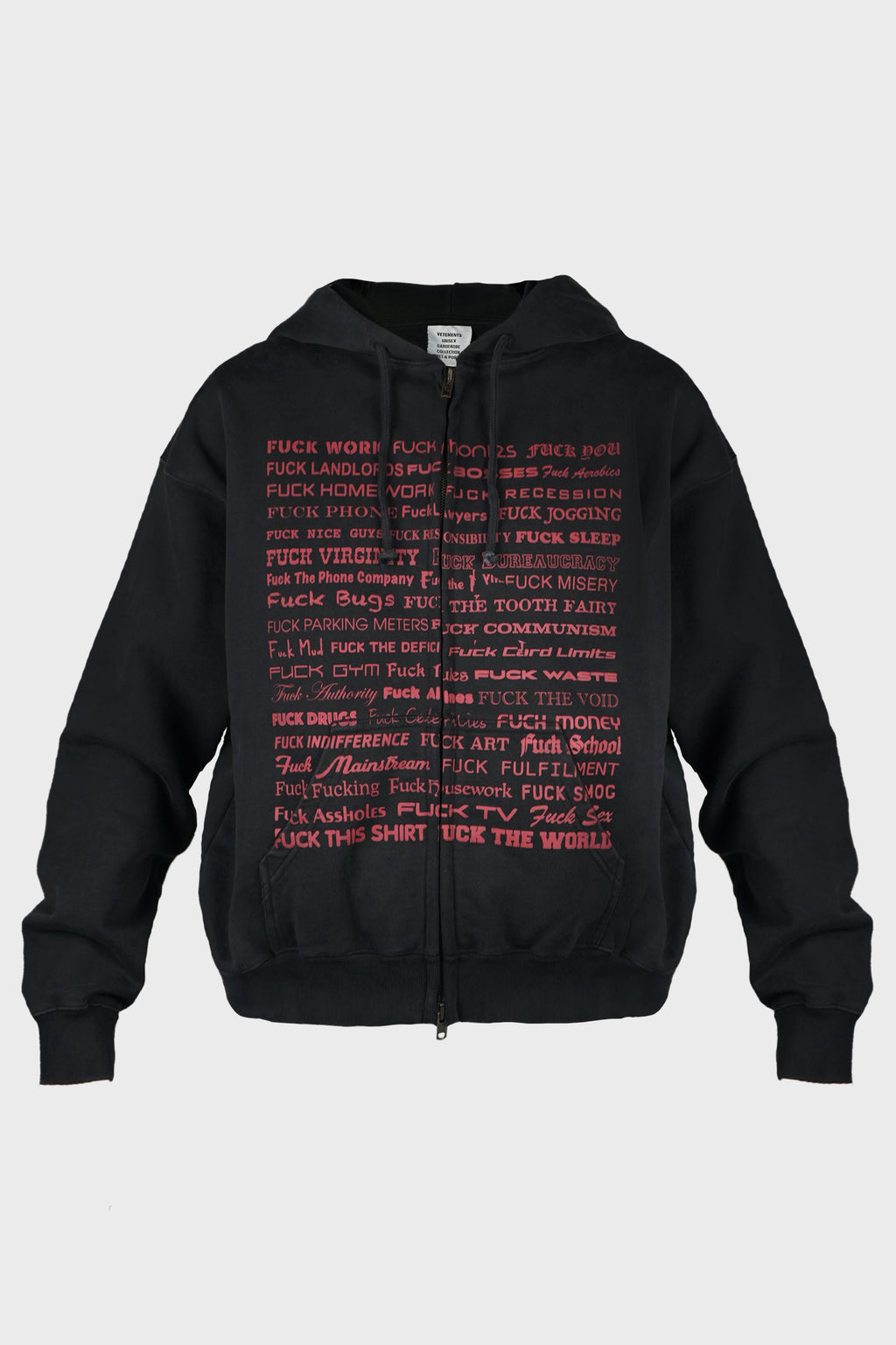 FUCK FITTED ZIP-UP HOODIE