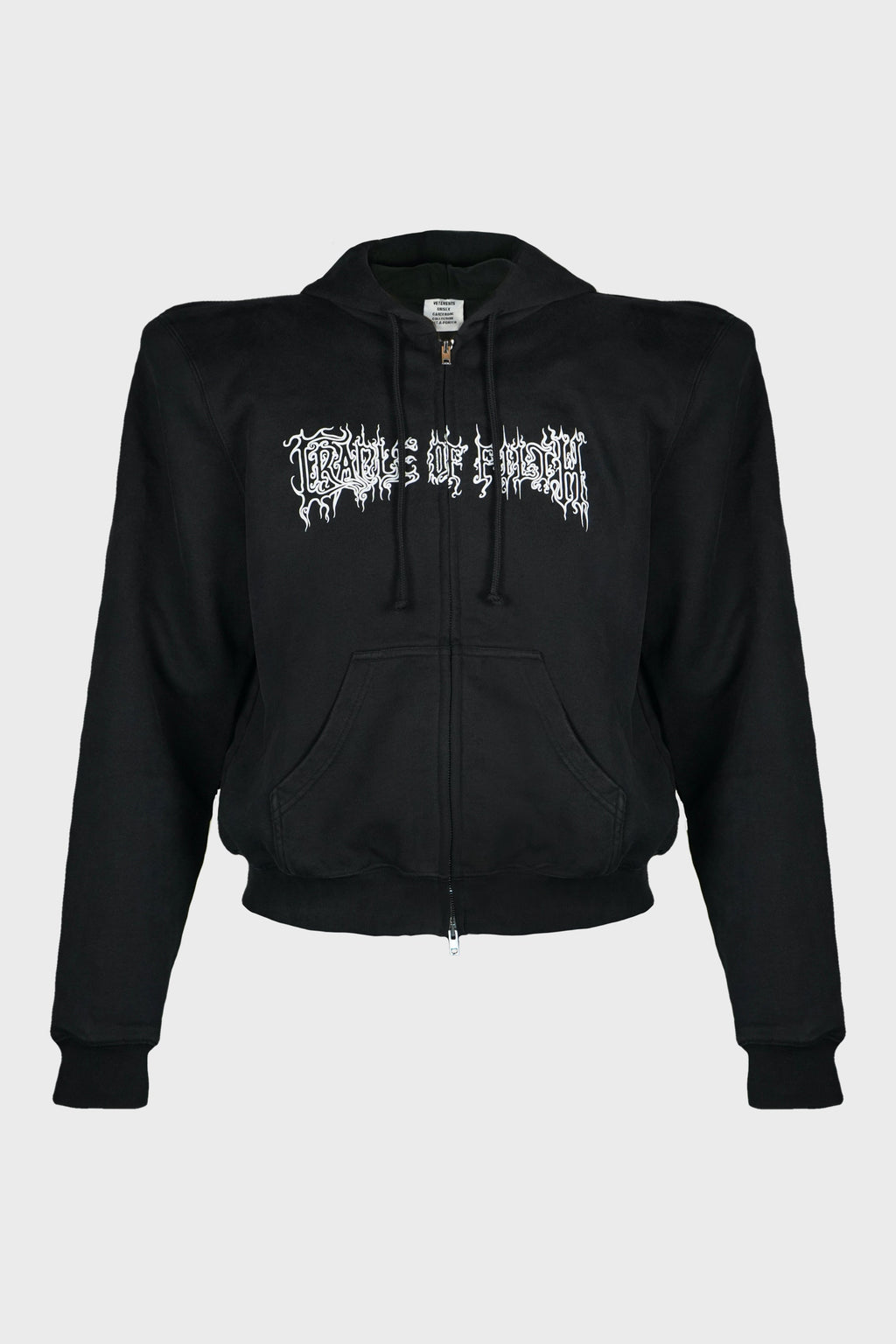 COF CUT-UP EXTREME SHOULDER FITTED ZIP-UP HOODIE WASHED BLACK