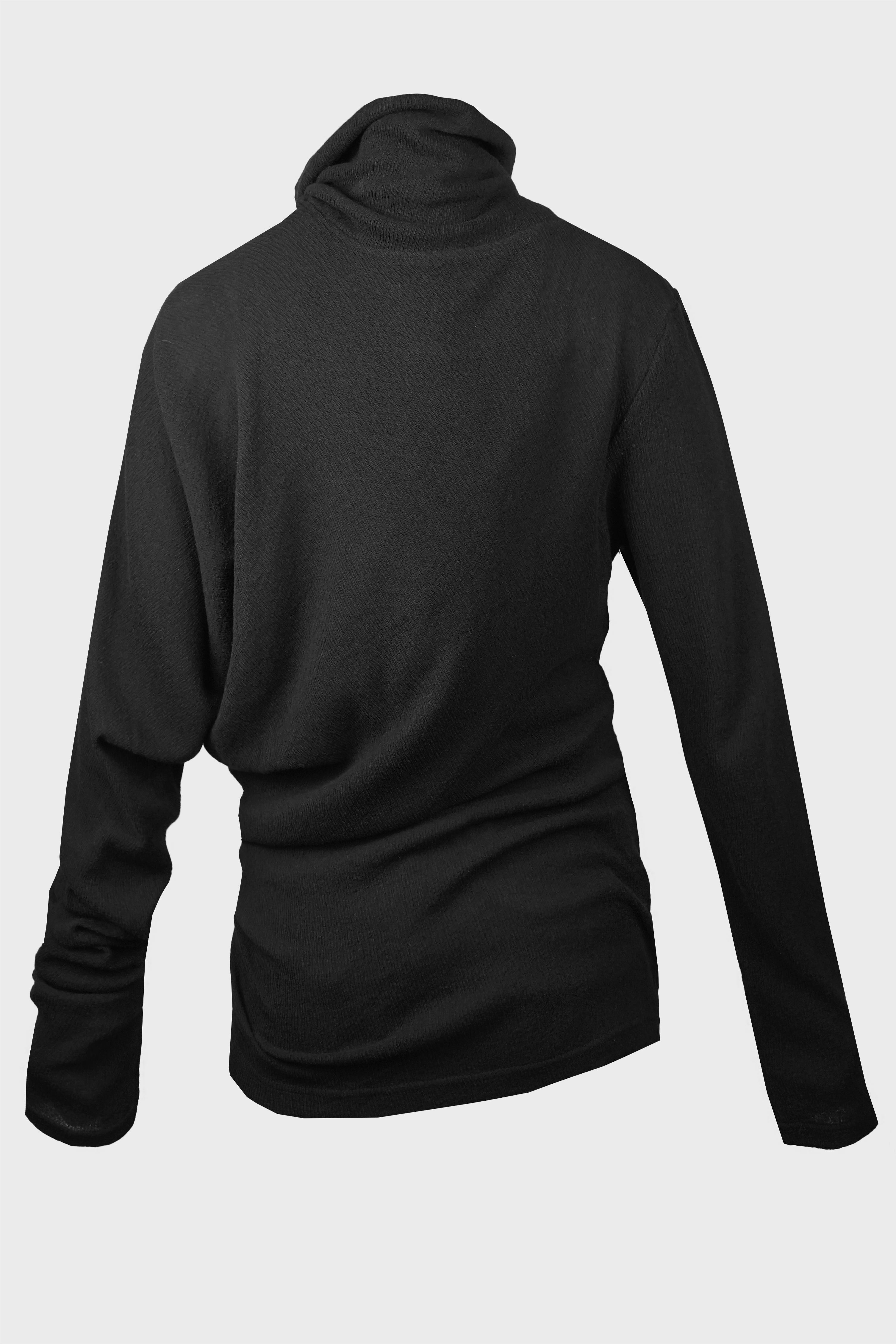 DRAPED TURTLE NECK CARDIGAN