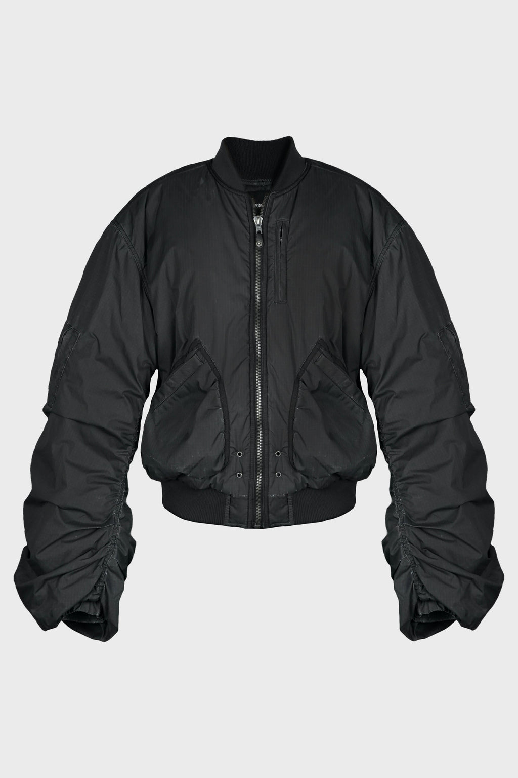 BLACK WASHED NYLON BOMBER