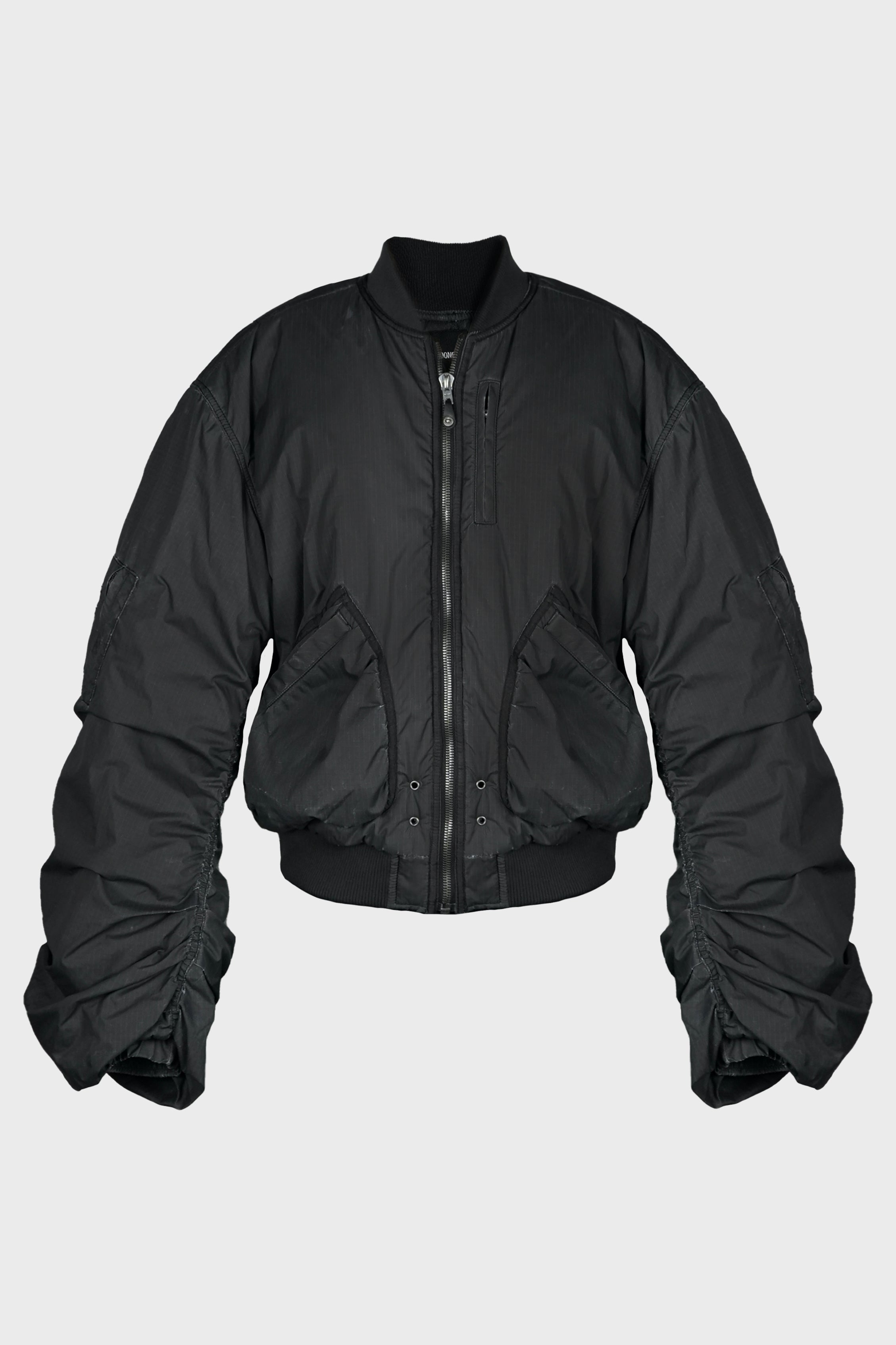 BLACK WASHED NYLON BOMBER