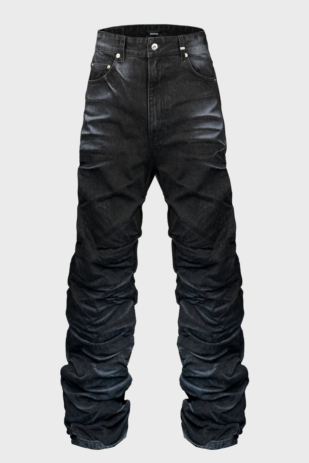 BLACK MENS TEXTURED FOLD DENIM JEANS