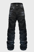 BLACK MENS TEXTURED FOLD DENIM JEANS