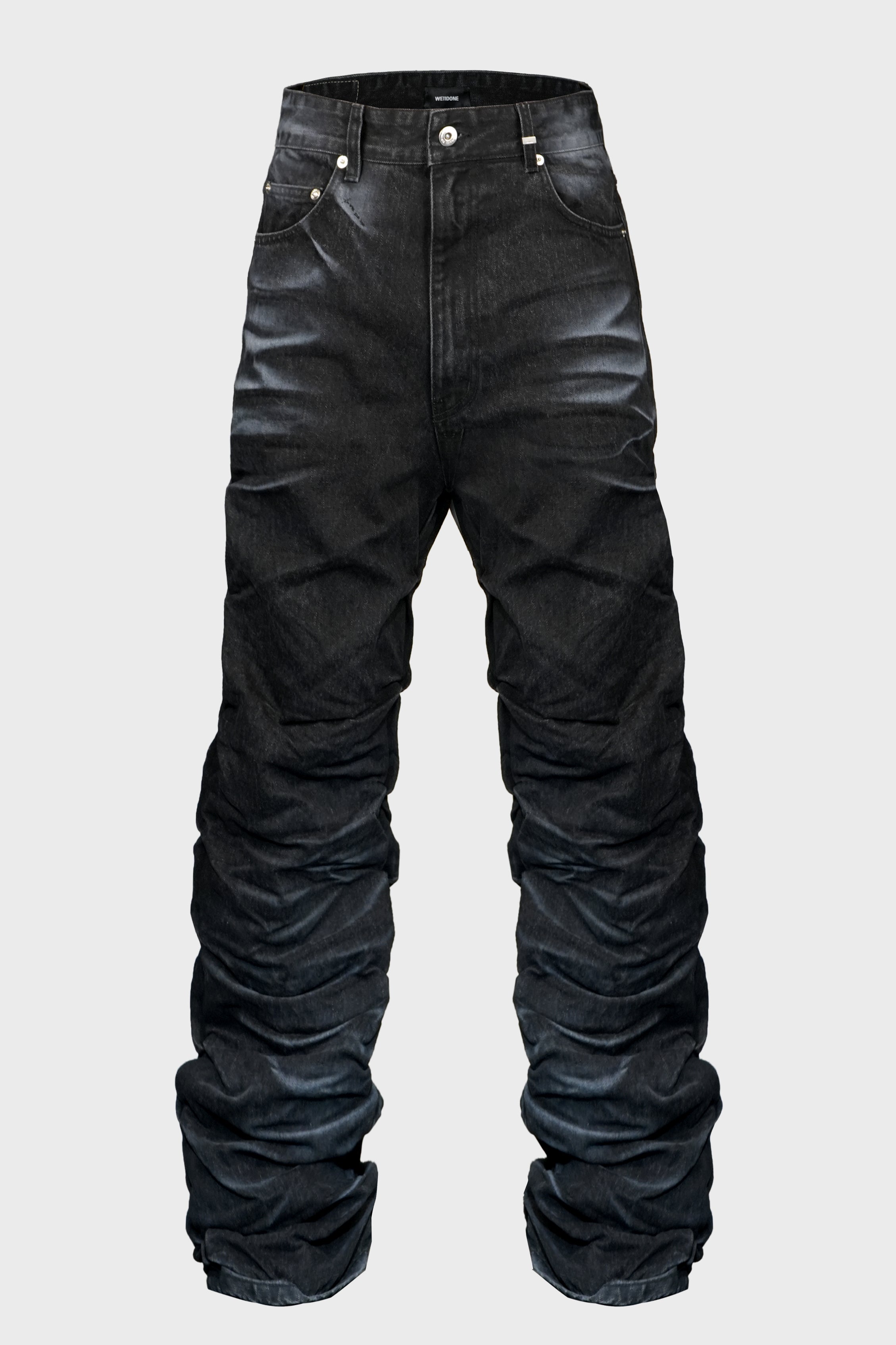 BLACK MENS TEXTURED FOLD DENIM JEANS