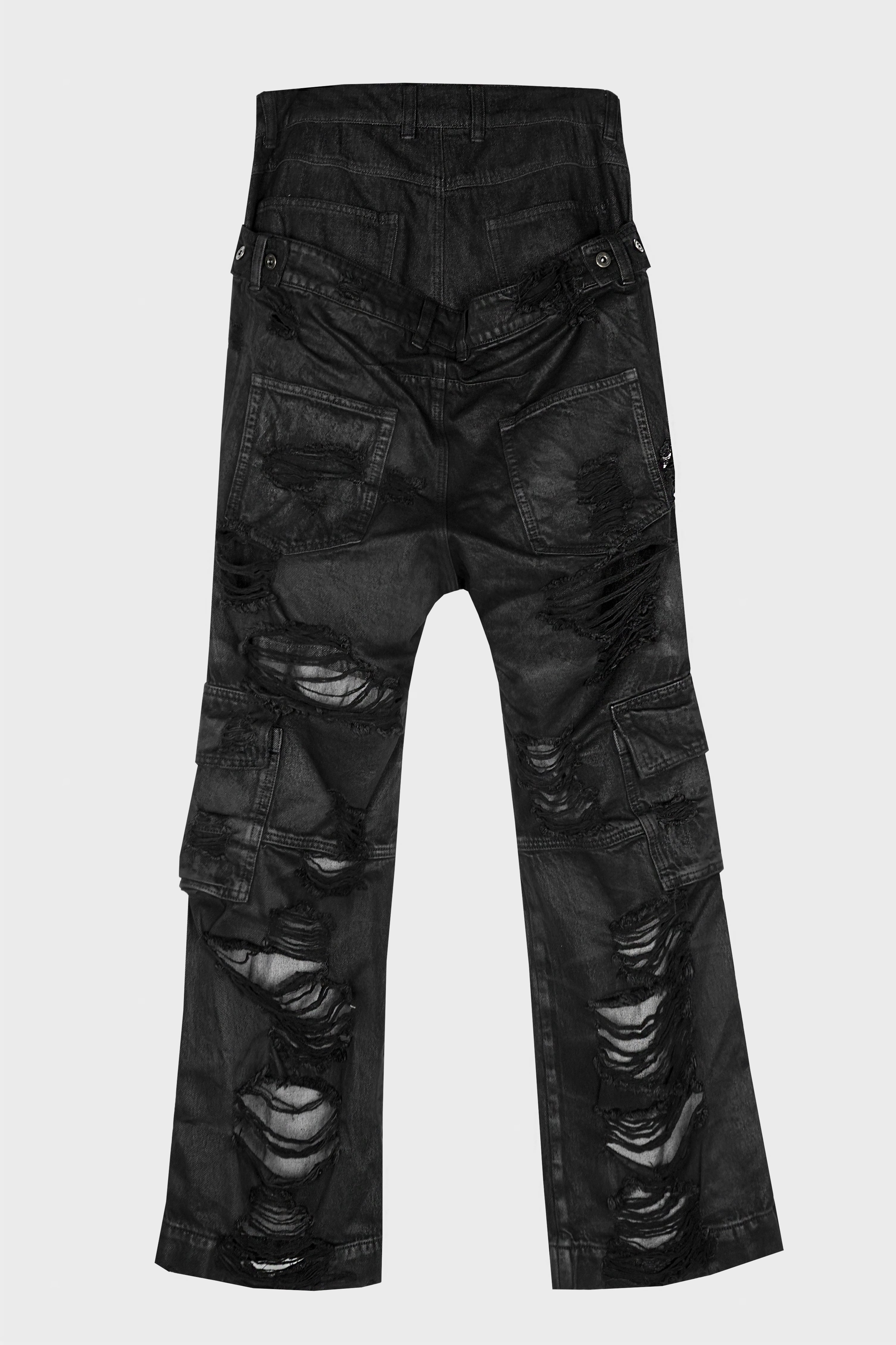 BLACK MENS DOUBLE- LAYER TROUSERS